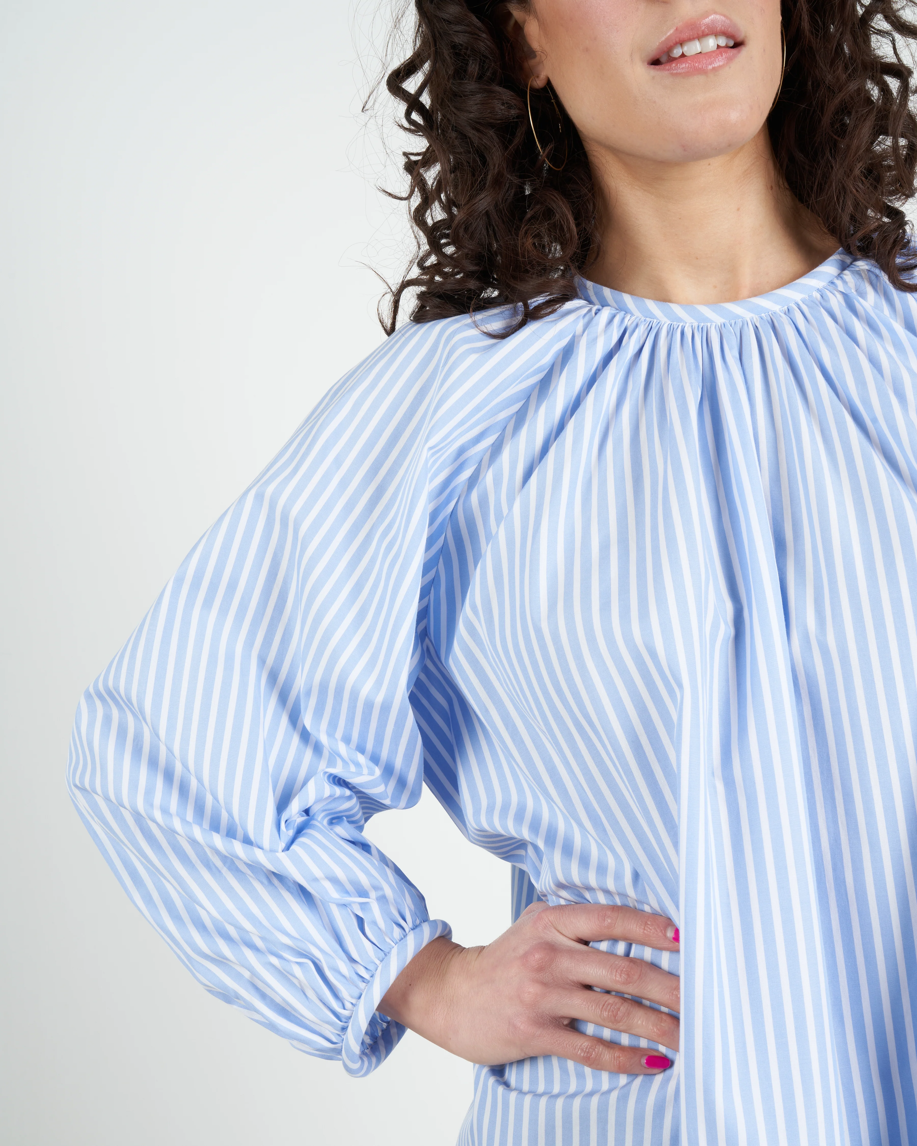 awning stripe dress - sky blue - Image 4