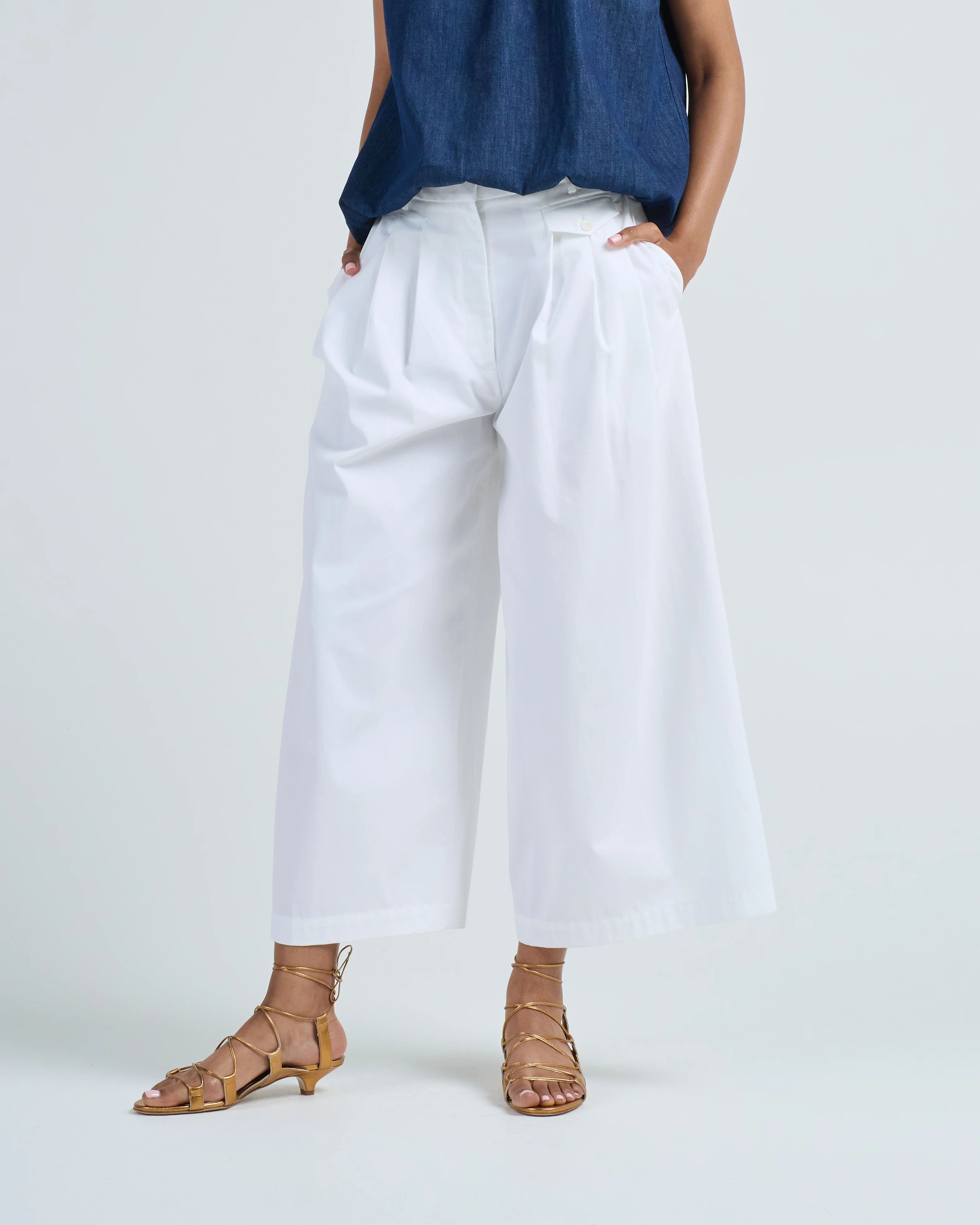 bio twill triple pleat cropped pant - Image 2
