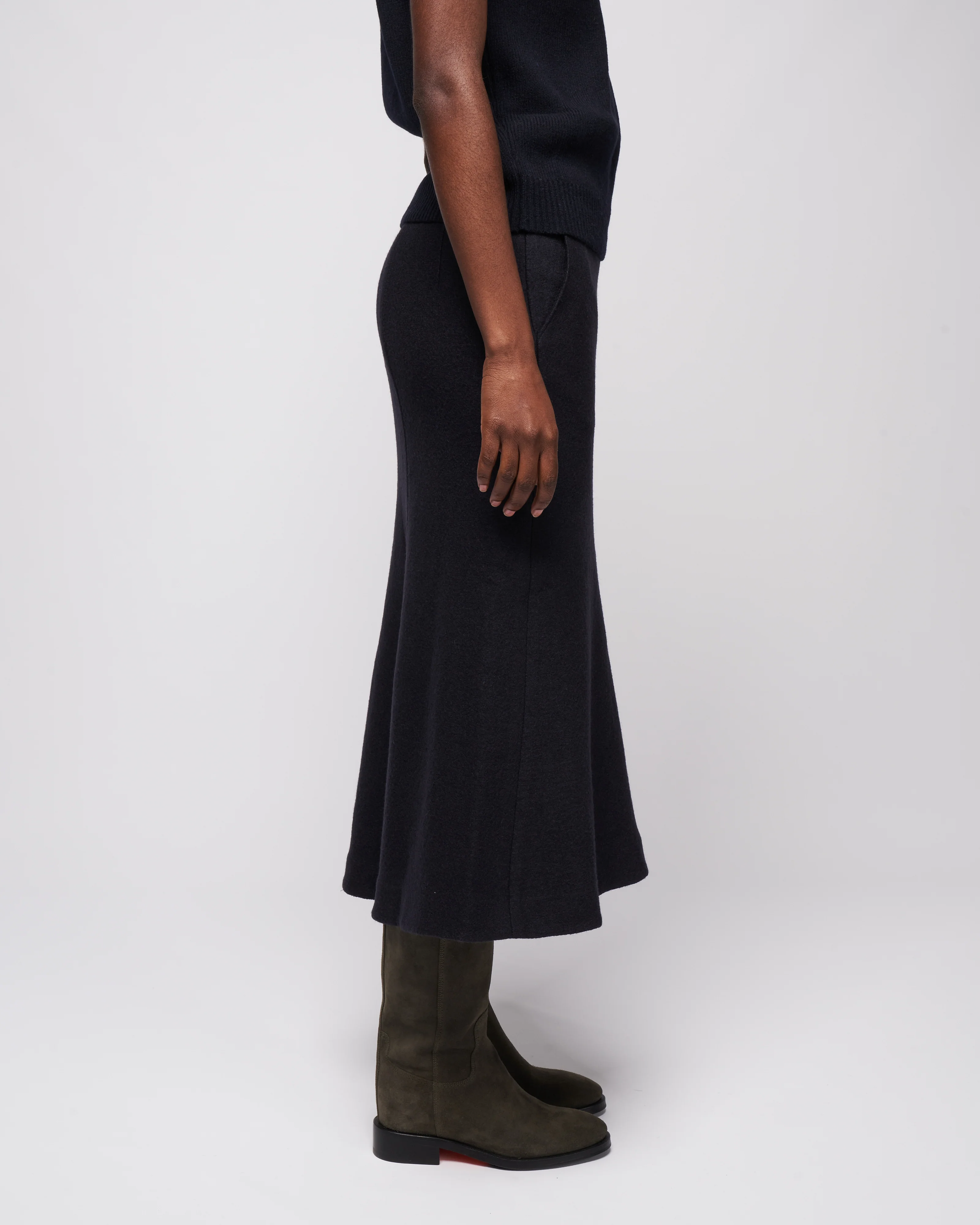 boiled wool sculpted skirt - midnight navy - Image 3