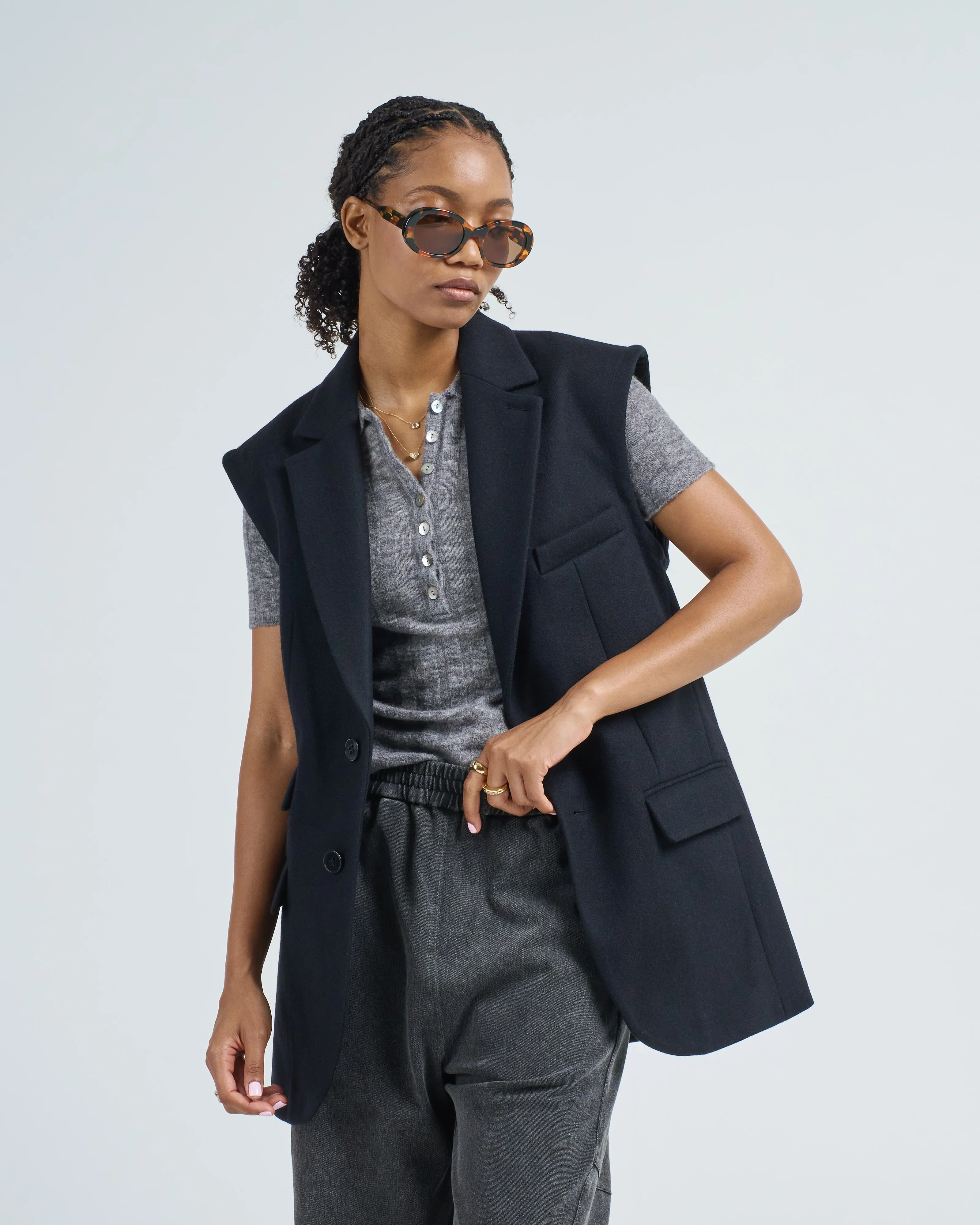 bonded recycled felted wool convertible blazer - Image 2