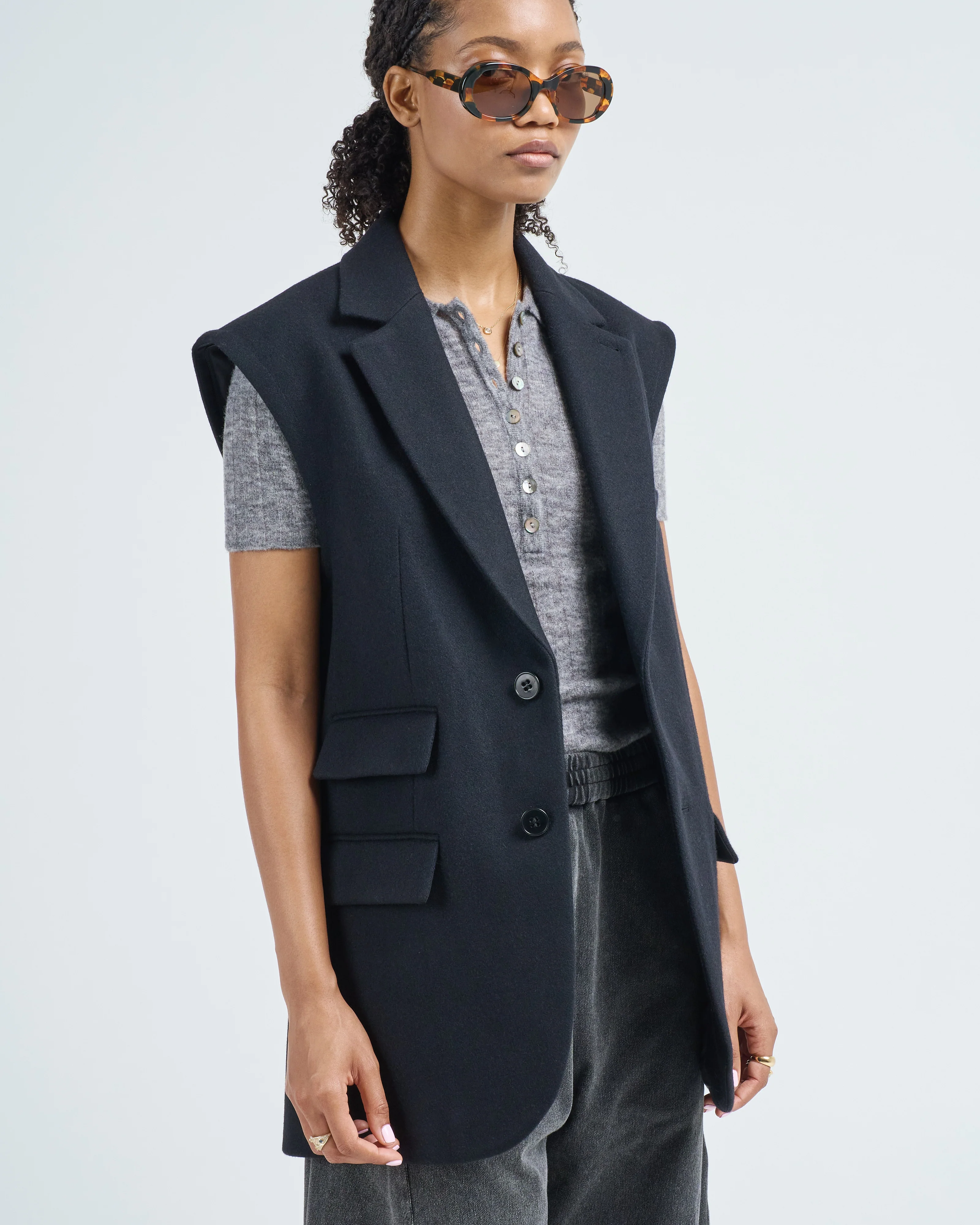 bonded recycled felted wool convertible blazer - Image 3