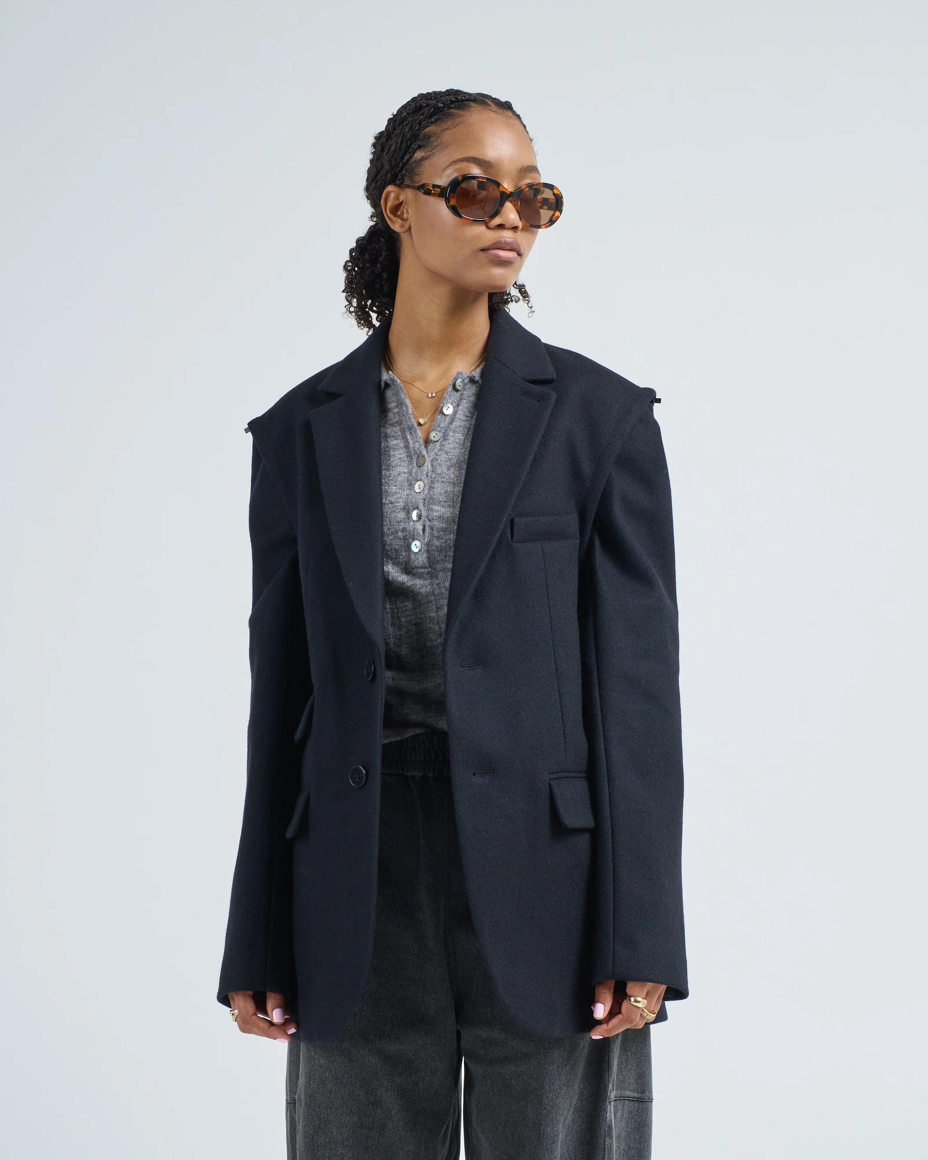 bonded recycled felted wool convertible blazer - Image 4