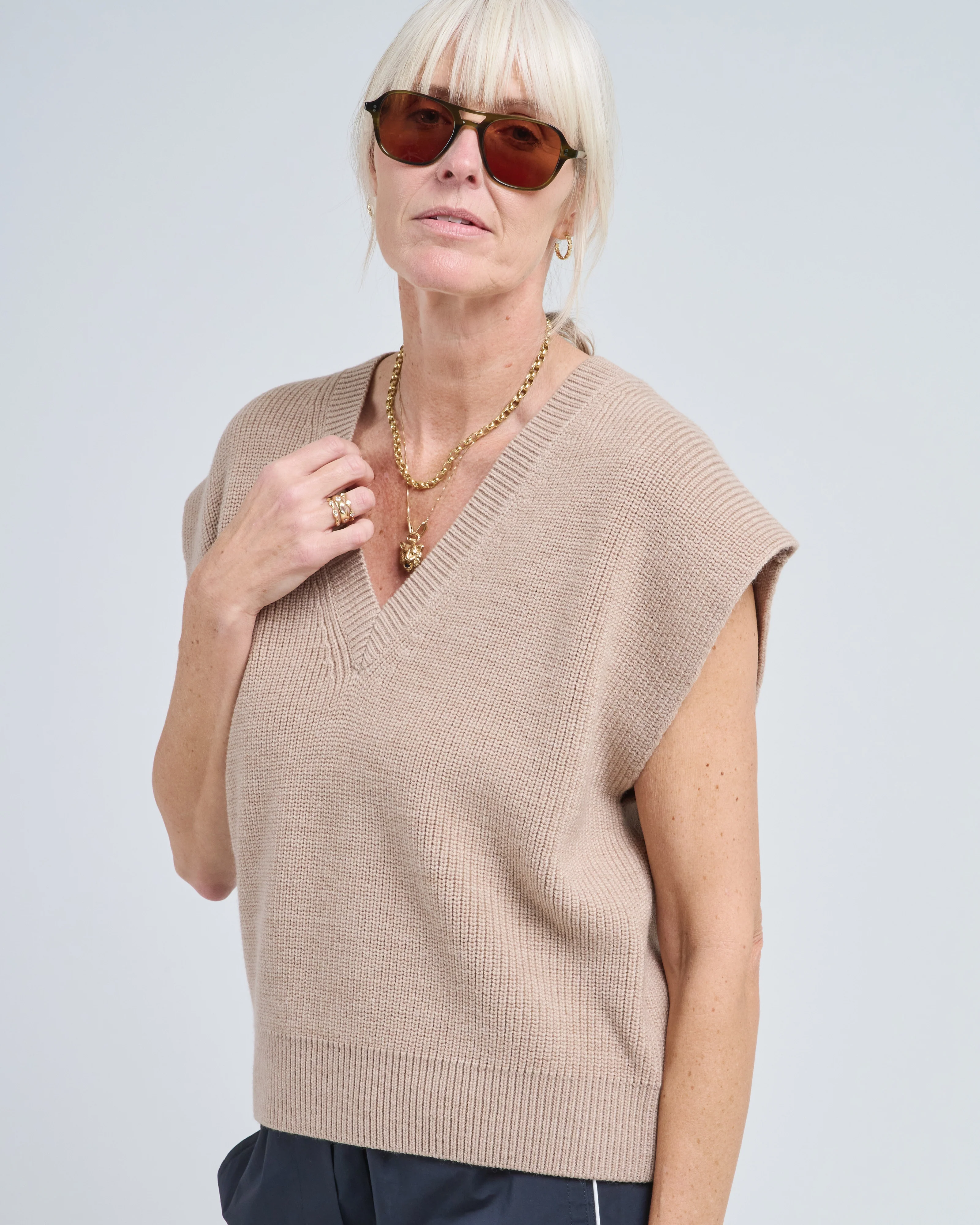 cardigan stitch sweater vest with removable dickie - Image 2