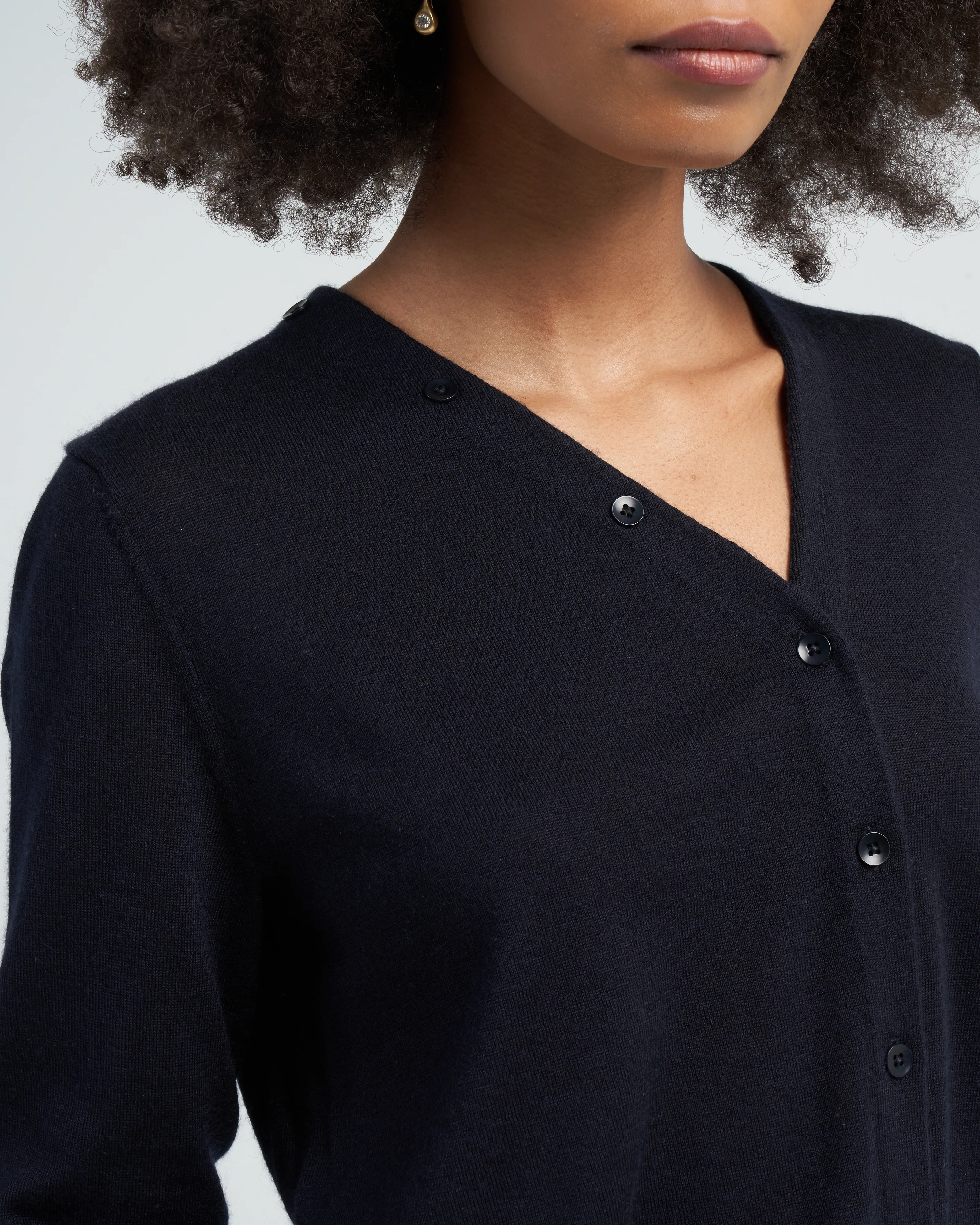 cashmere silk asymmetrical cardigan - navy - Image 5