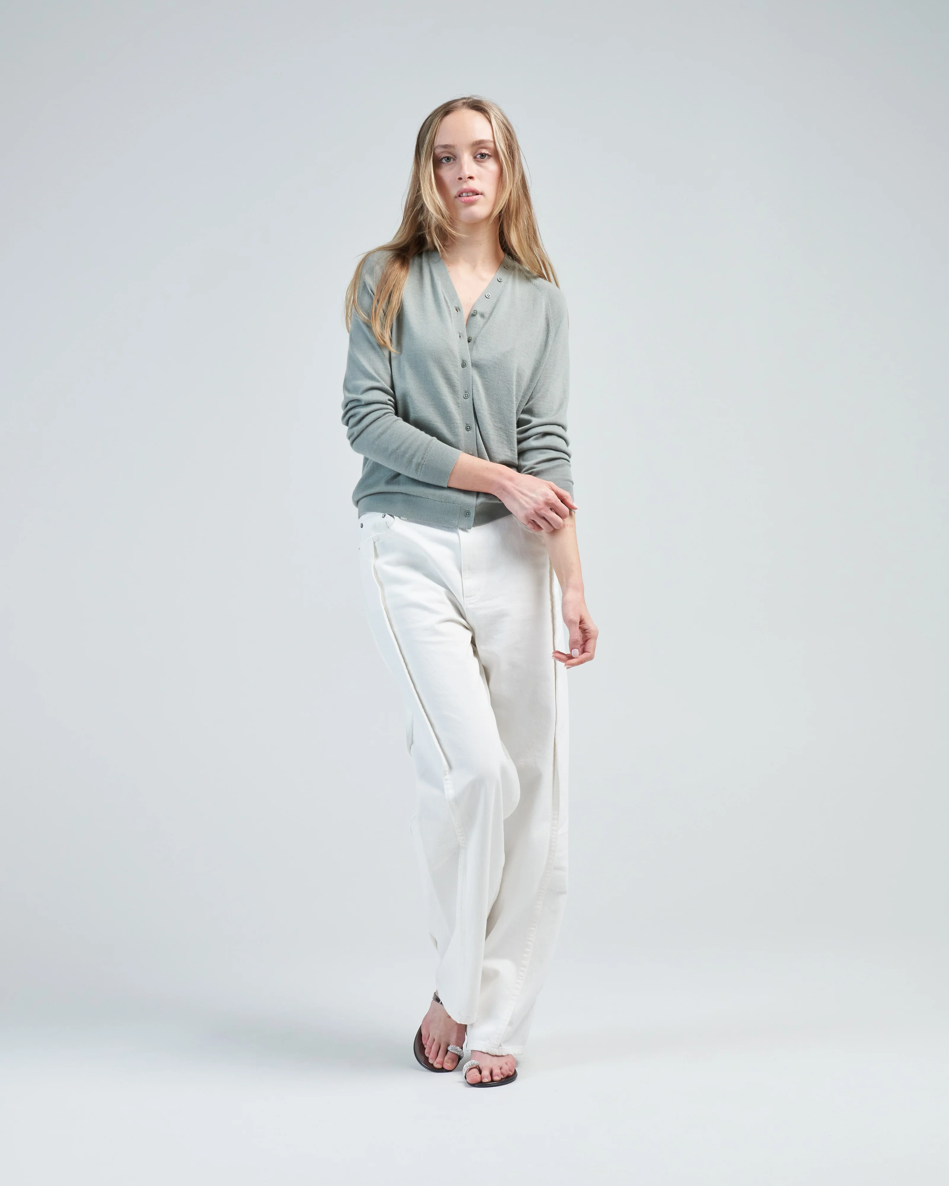 cashmere silk blend slim cardigan - Image 2