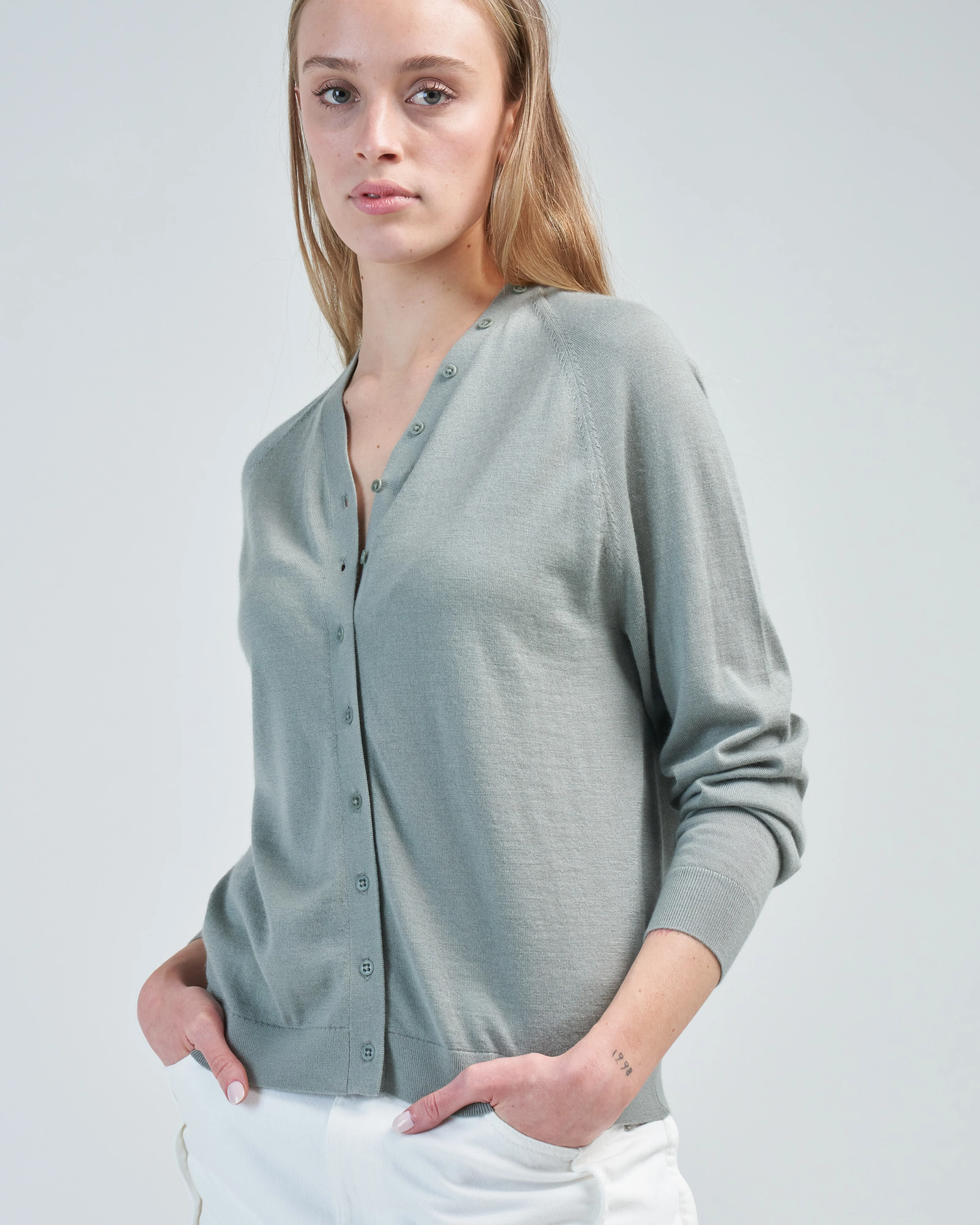 cashmere silk blend slim cardigan - Image 5