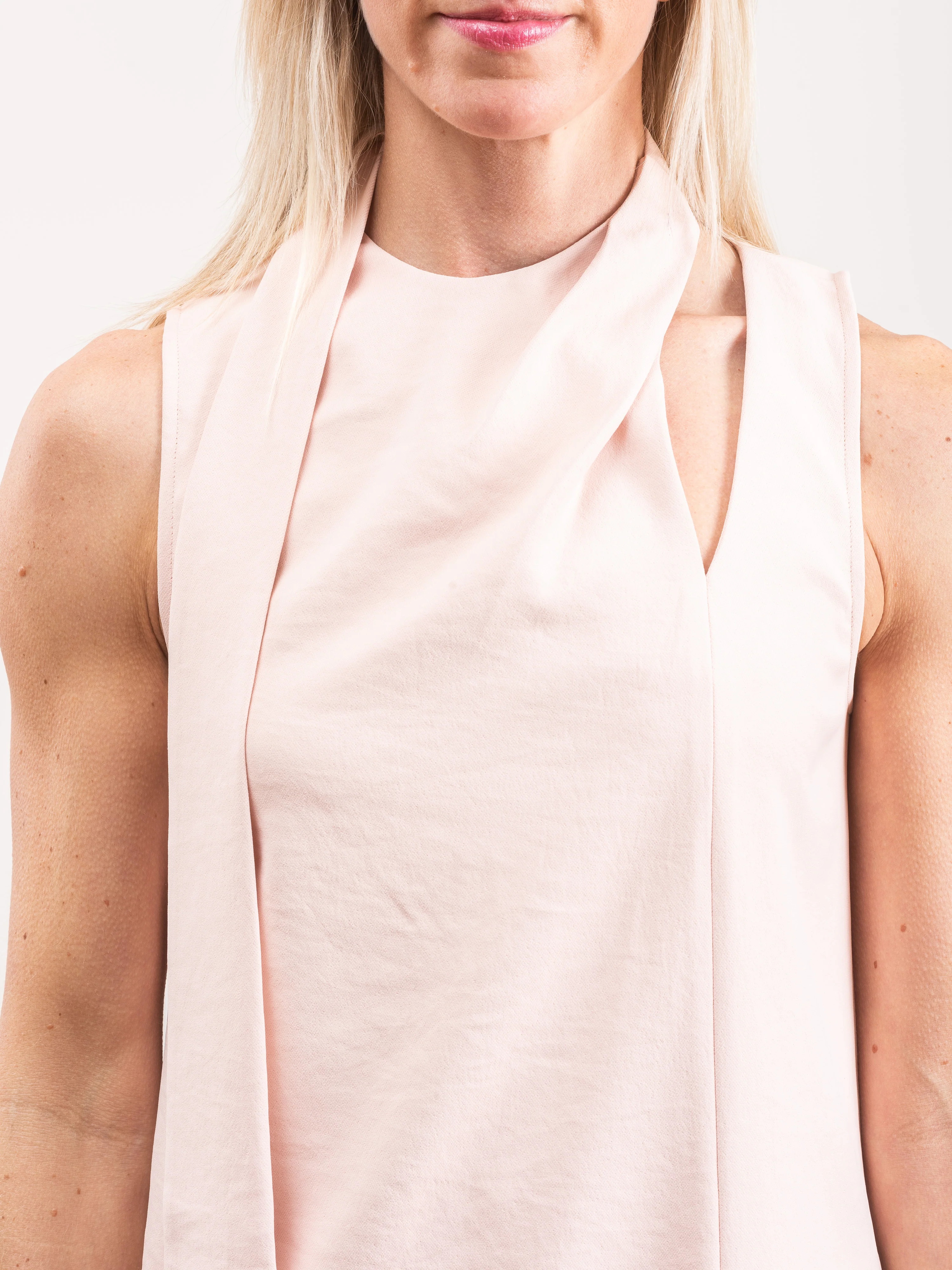 chalky drape pleat neck shift dress - Image 4