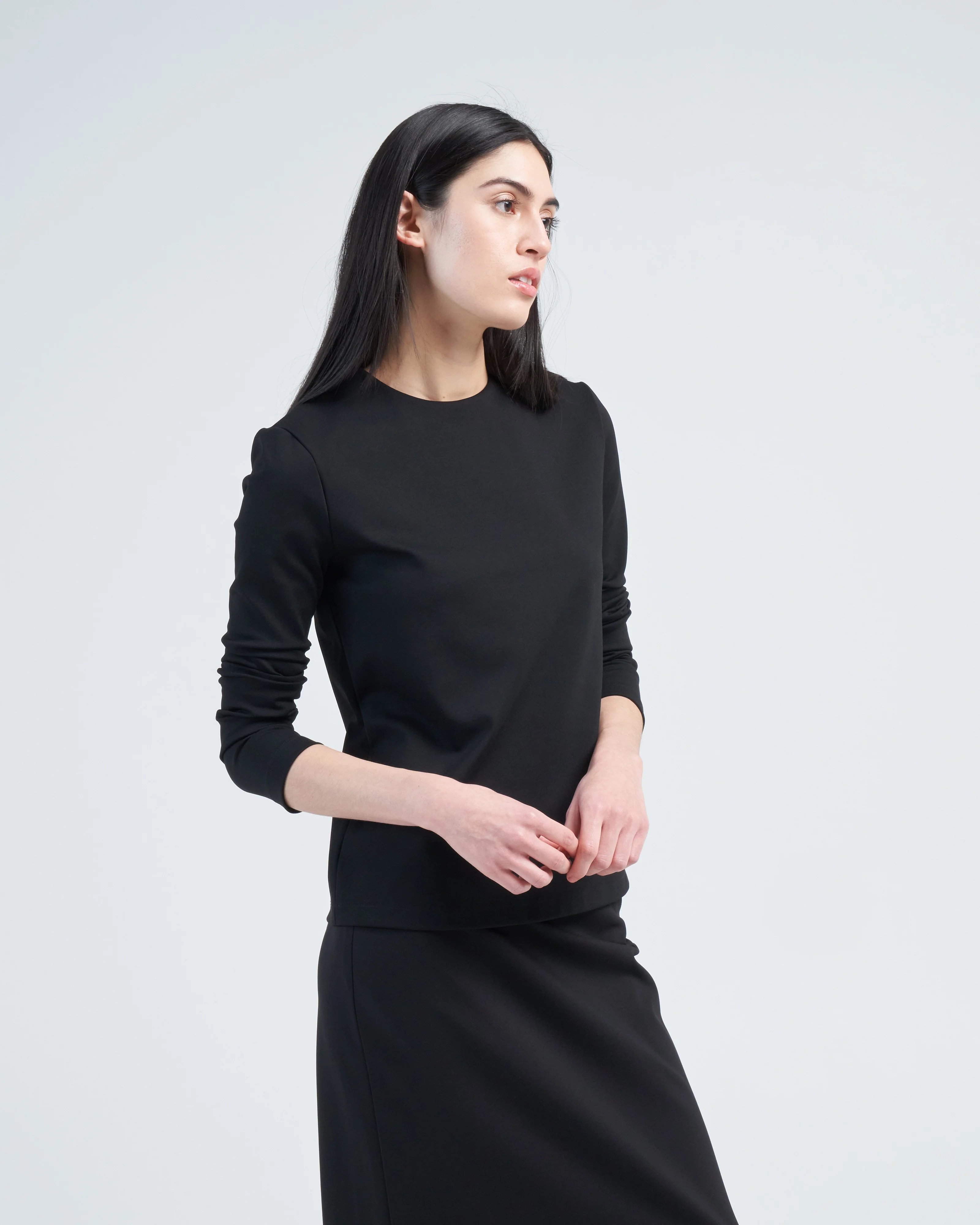 compact ultra stretch knit long sleeve slim top - Image 4