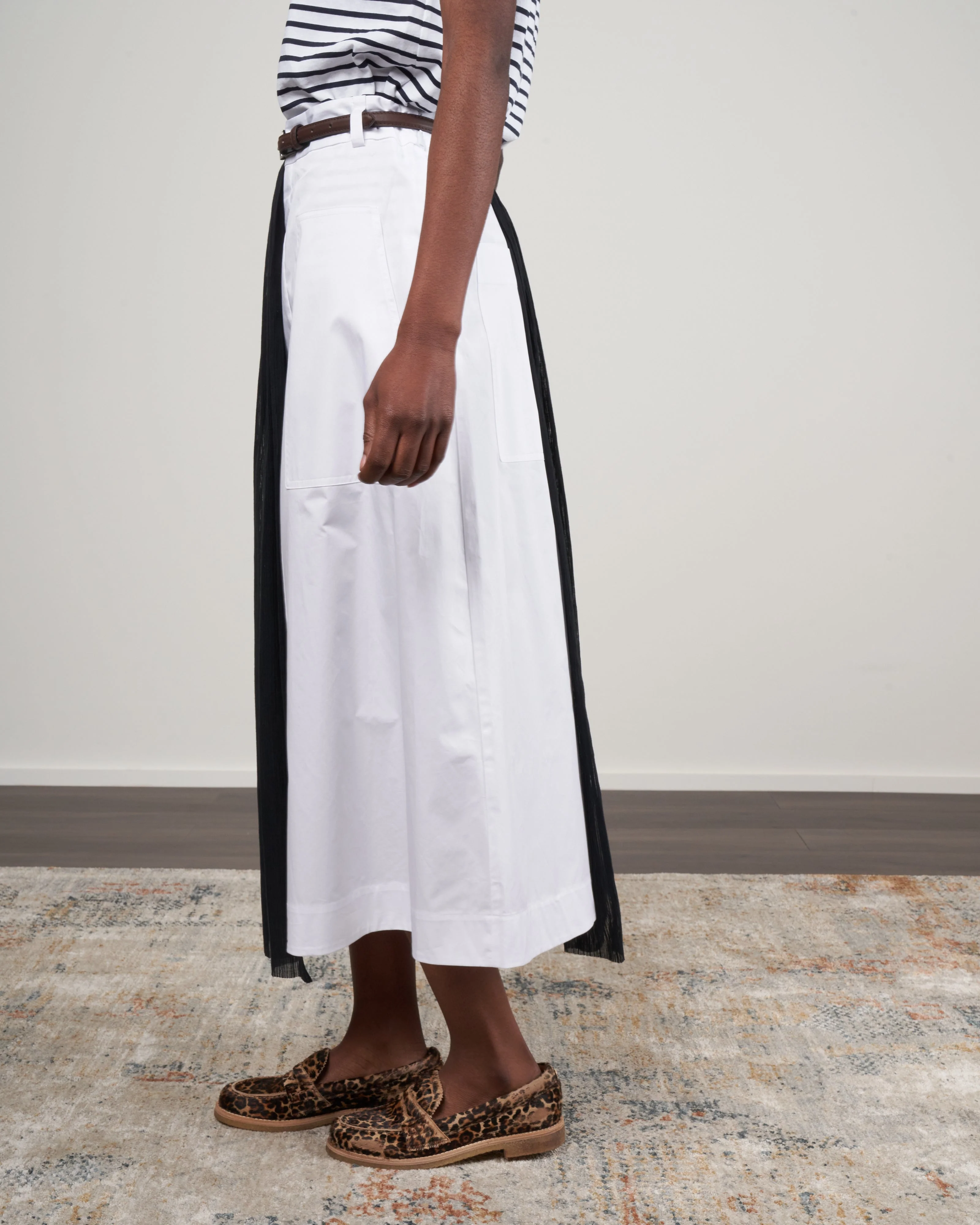crepe gauze half layered full skirt - black/ white multi - Image 3