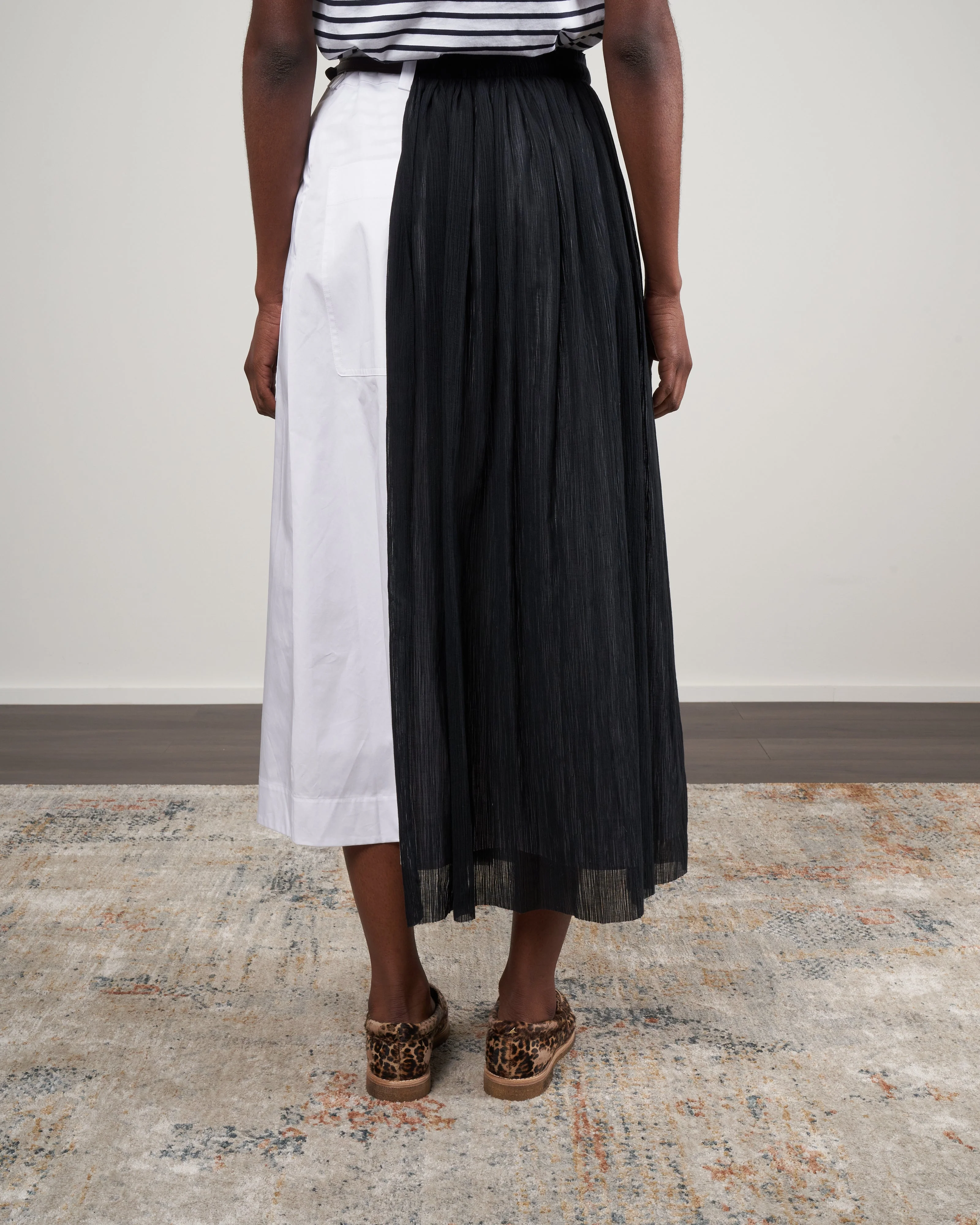 crepe gauze half layered full skirt - black/ white multi - Image 4