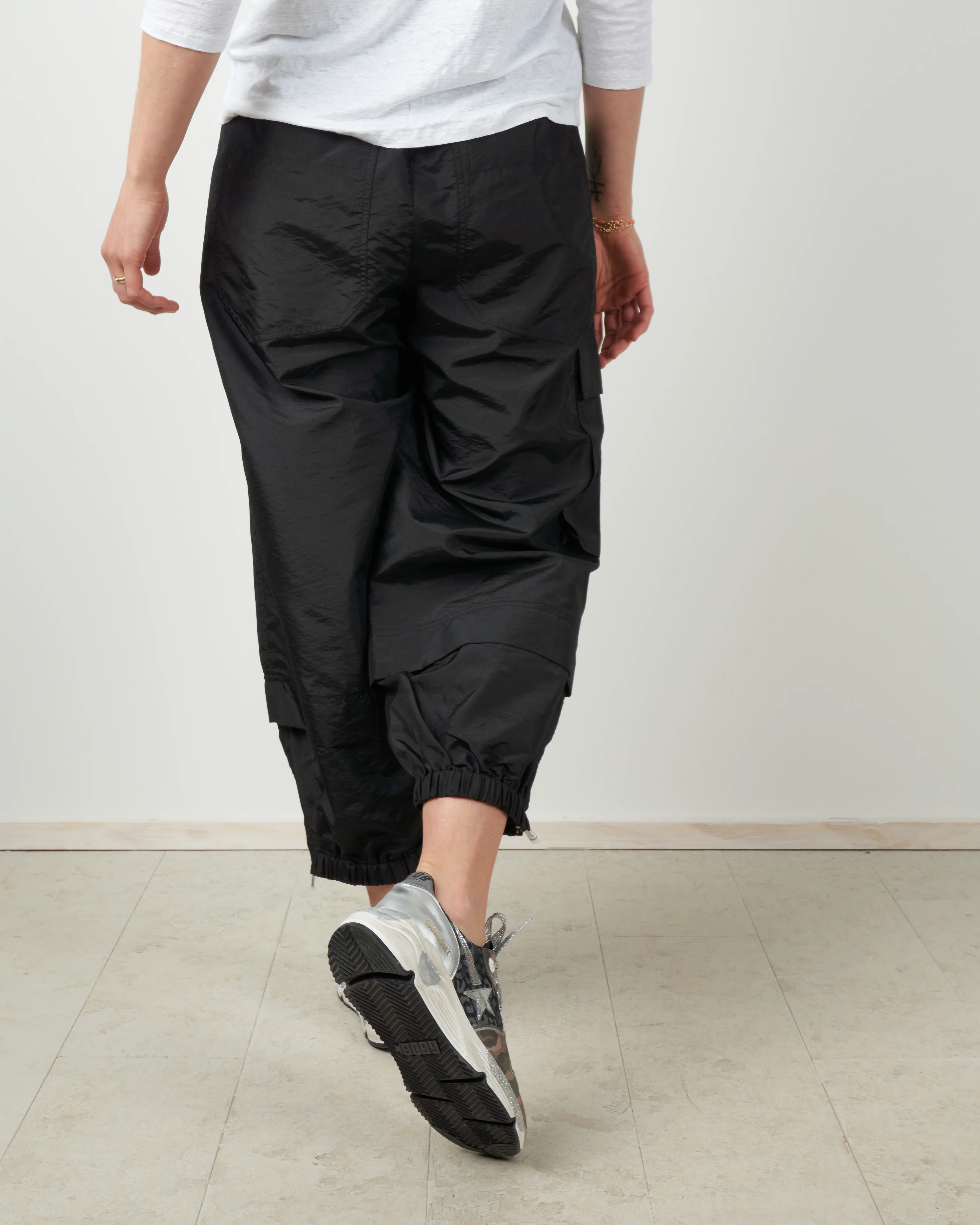 crispy nylon pull on jogger - black - Image 3