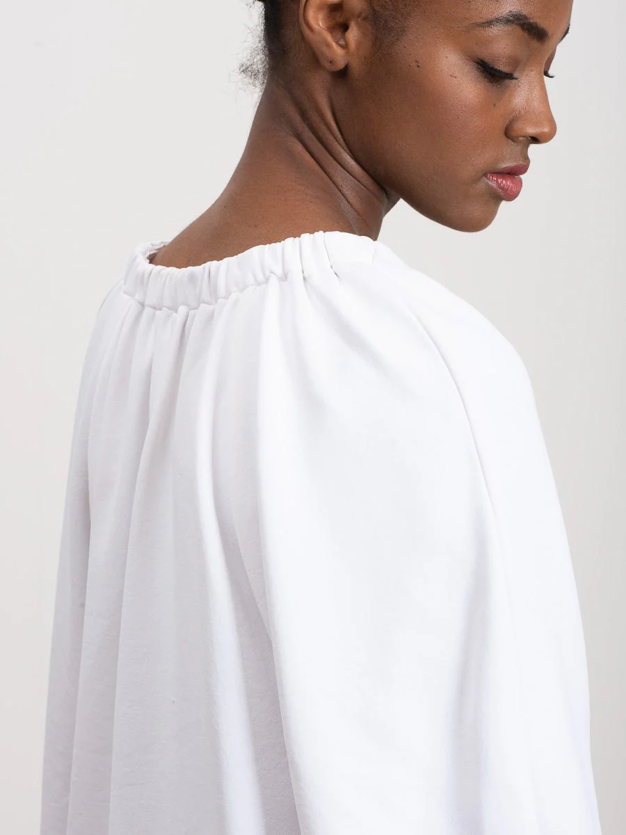 deep v shirred neck top - white - Image 4