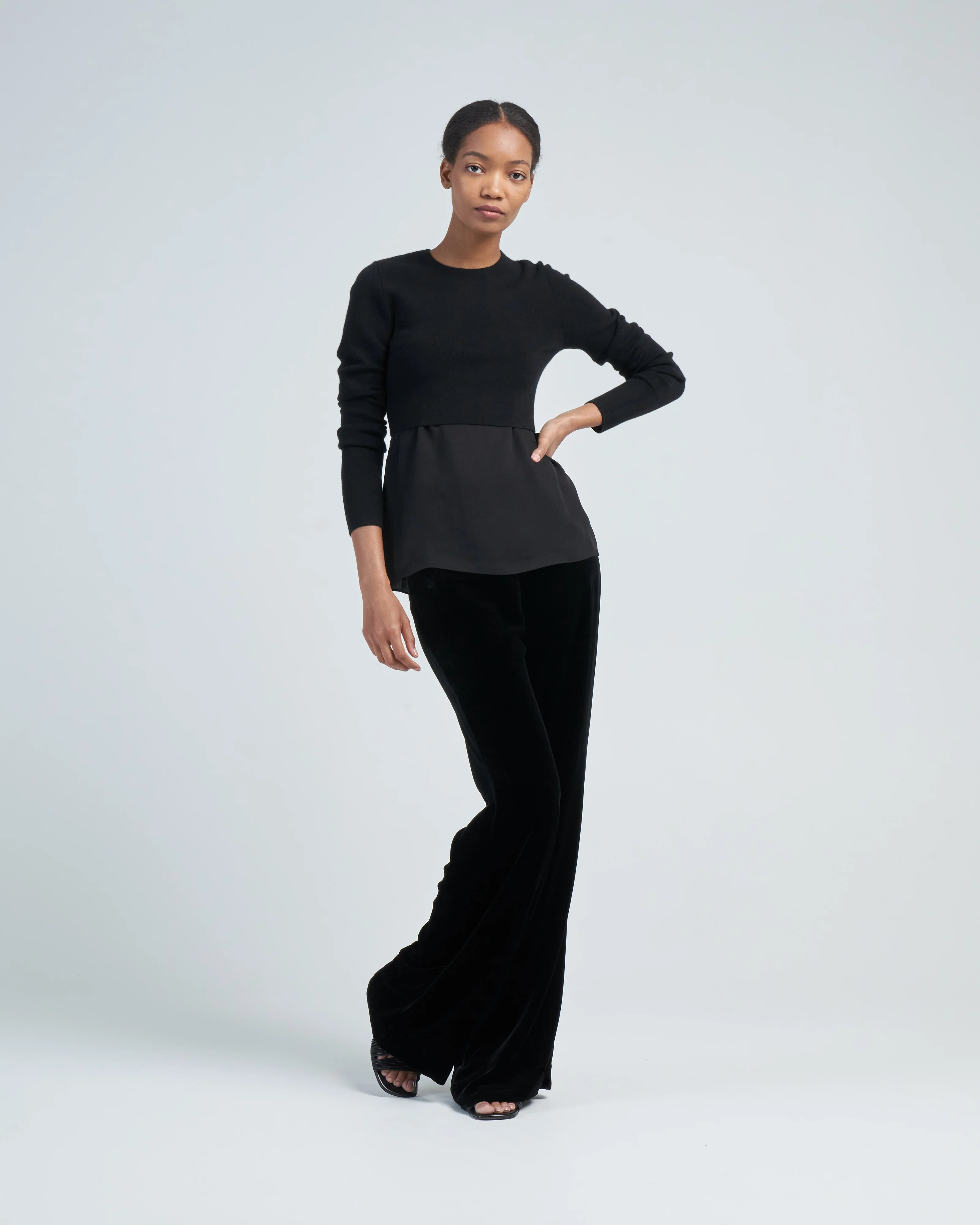 double faced cashmere mini long sleeve cropped pullover - Image 2
