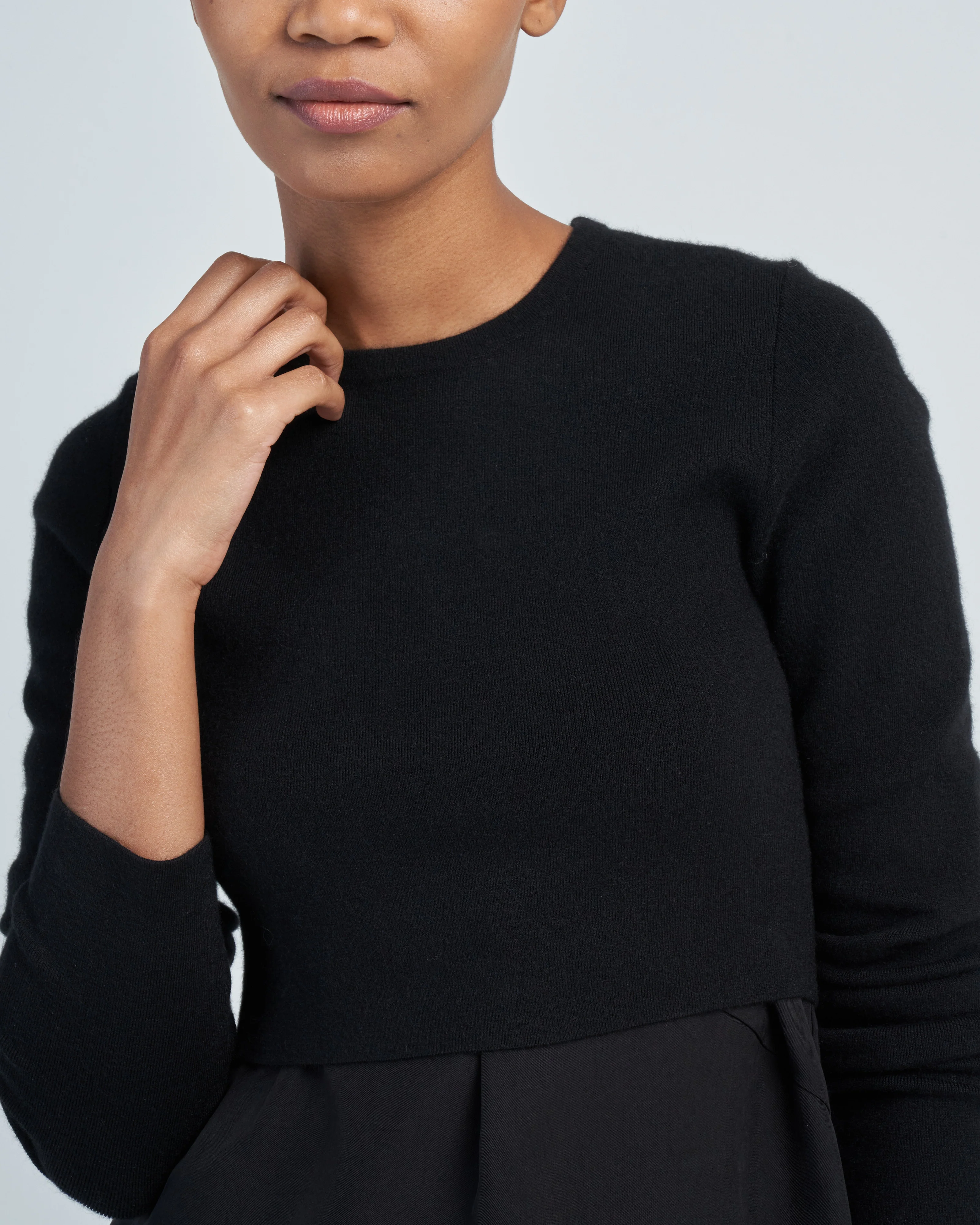 double faced cashmere mini long sleeve cropped pullover - Image 5