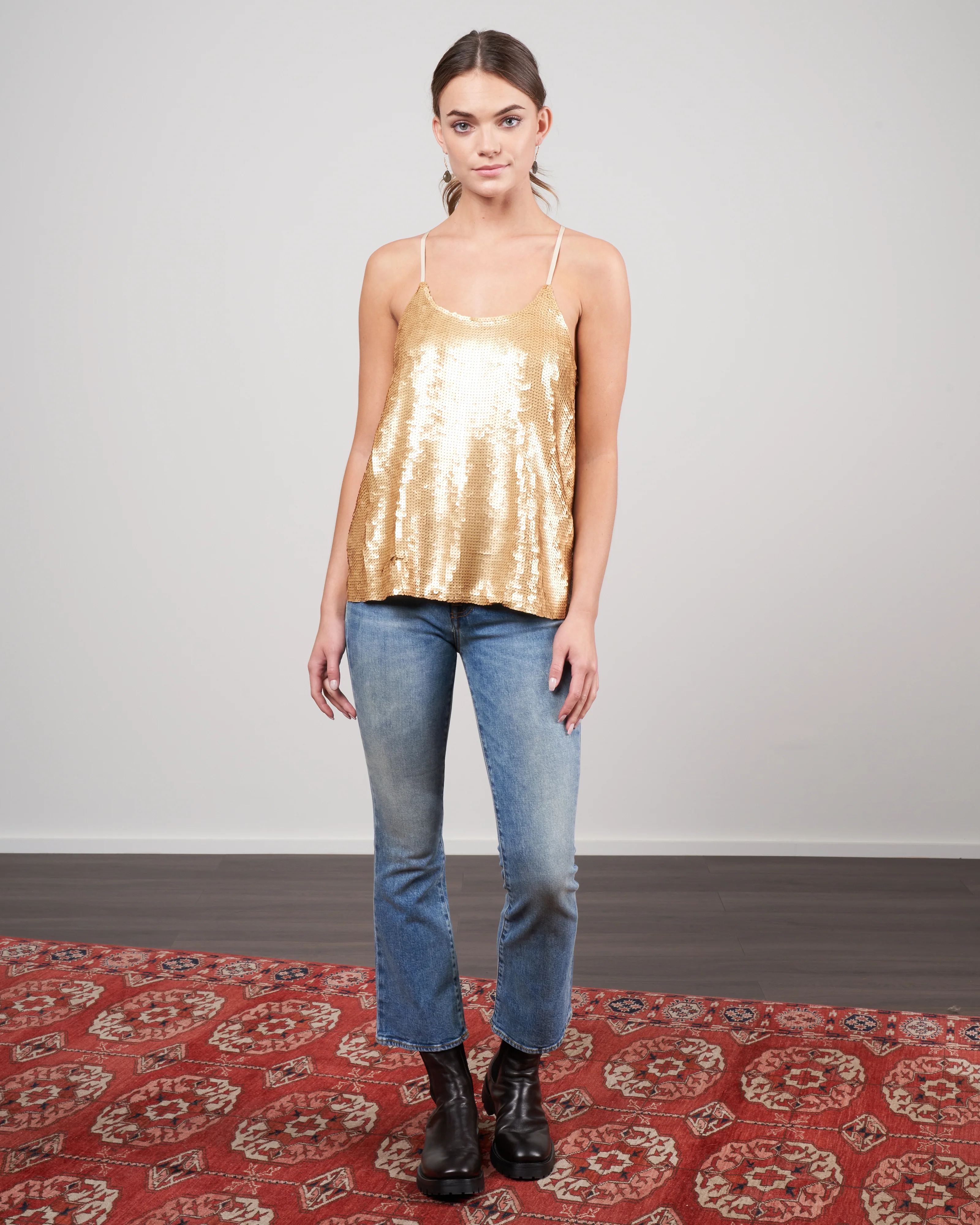 eclair sequins beading cami top - gold - Image 2
