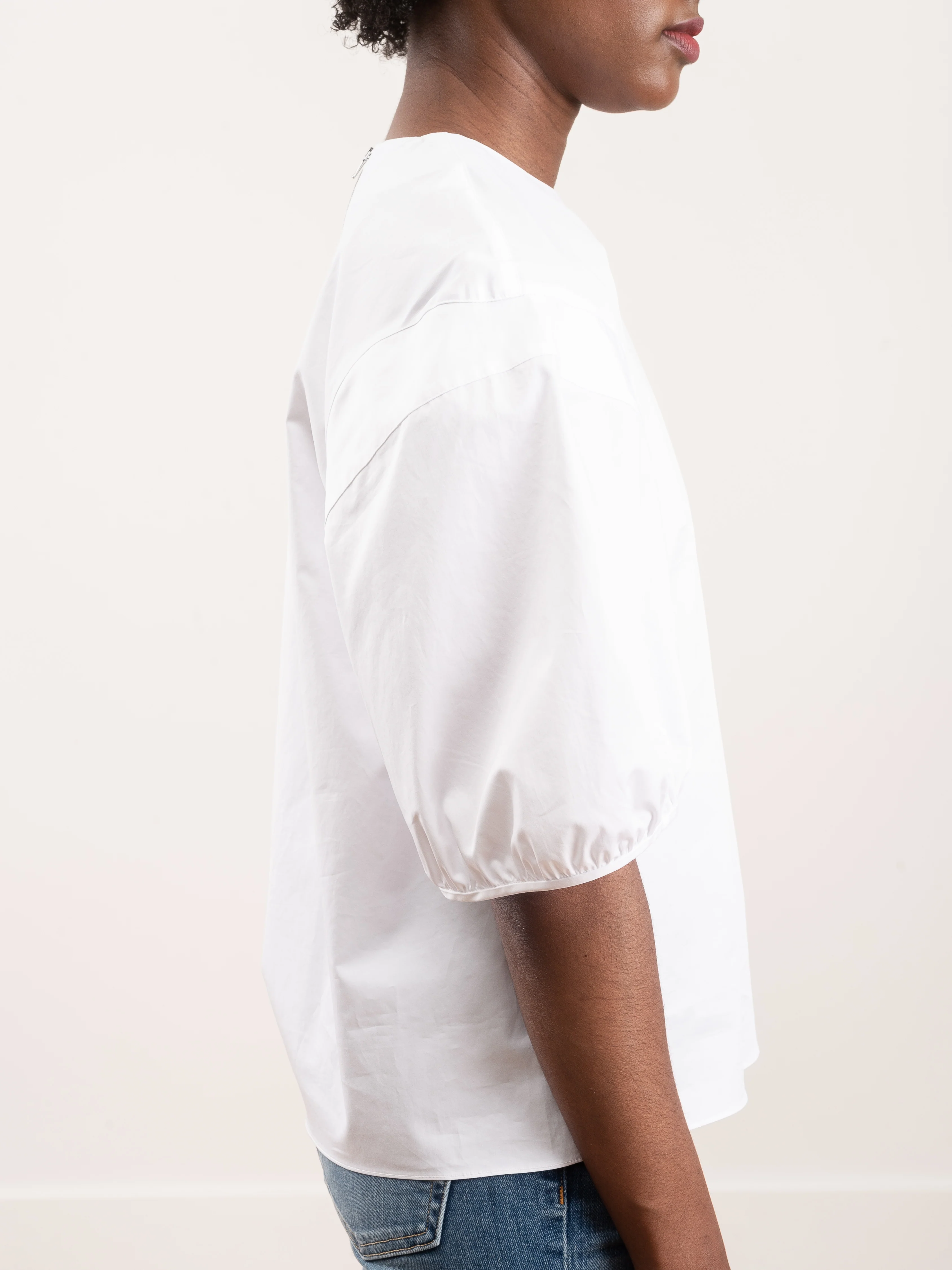 balloon sleeve top - white - Image 3