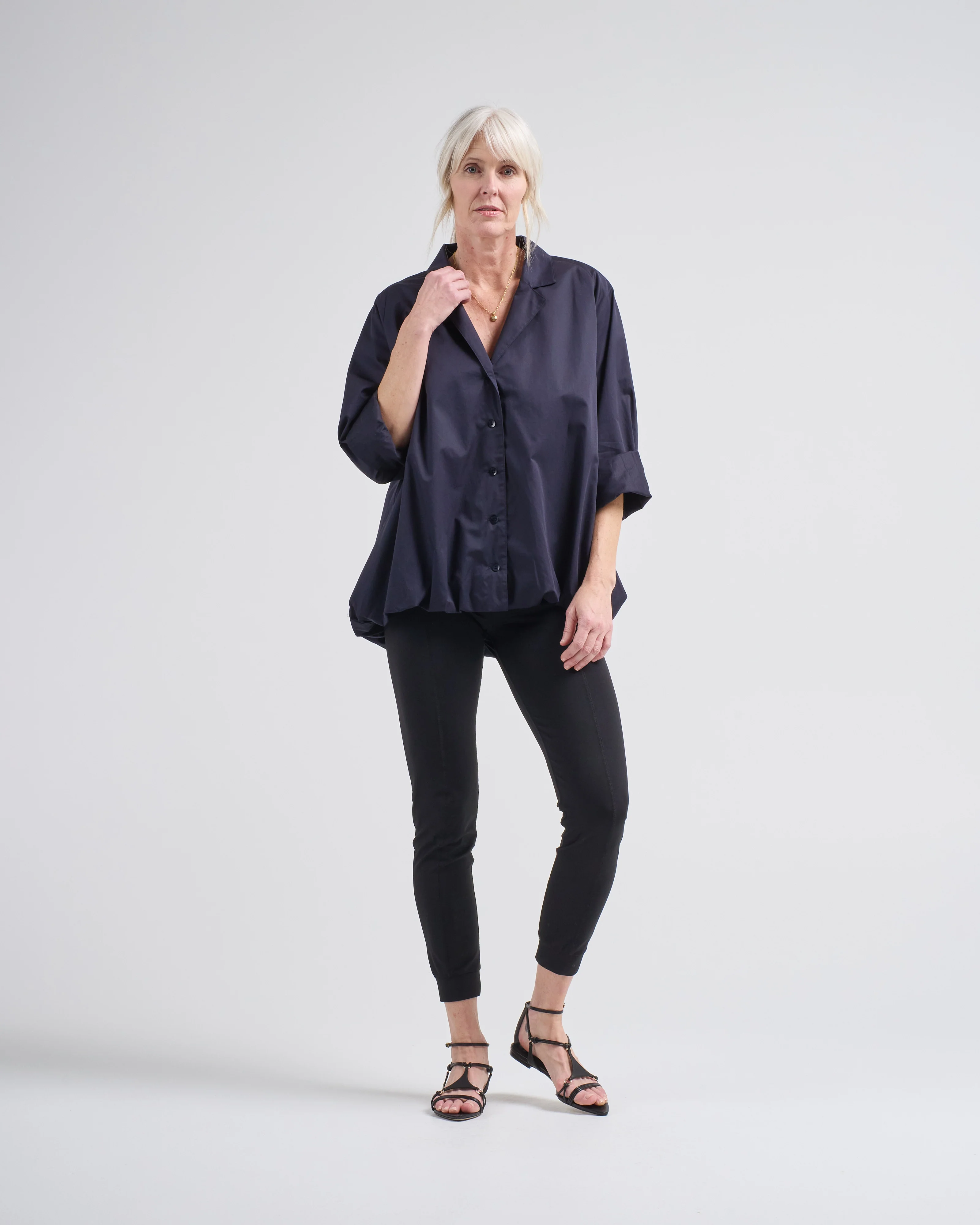 eco poplin bubble hem shirt jacket - Image 2