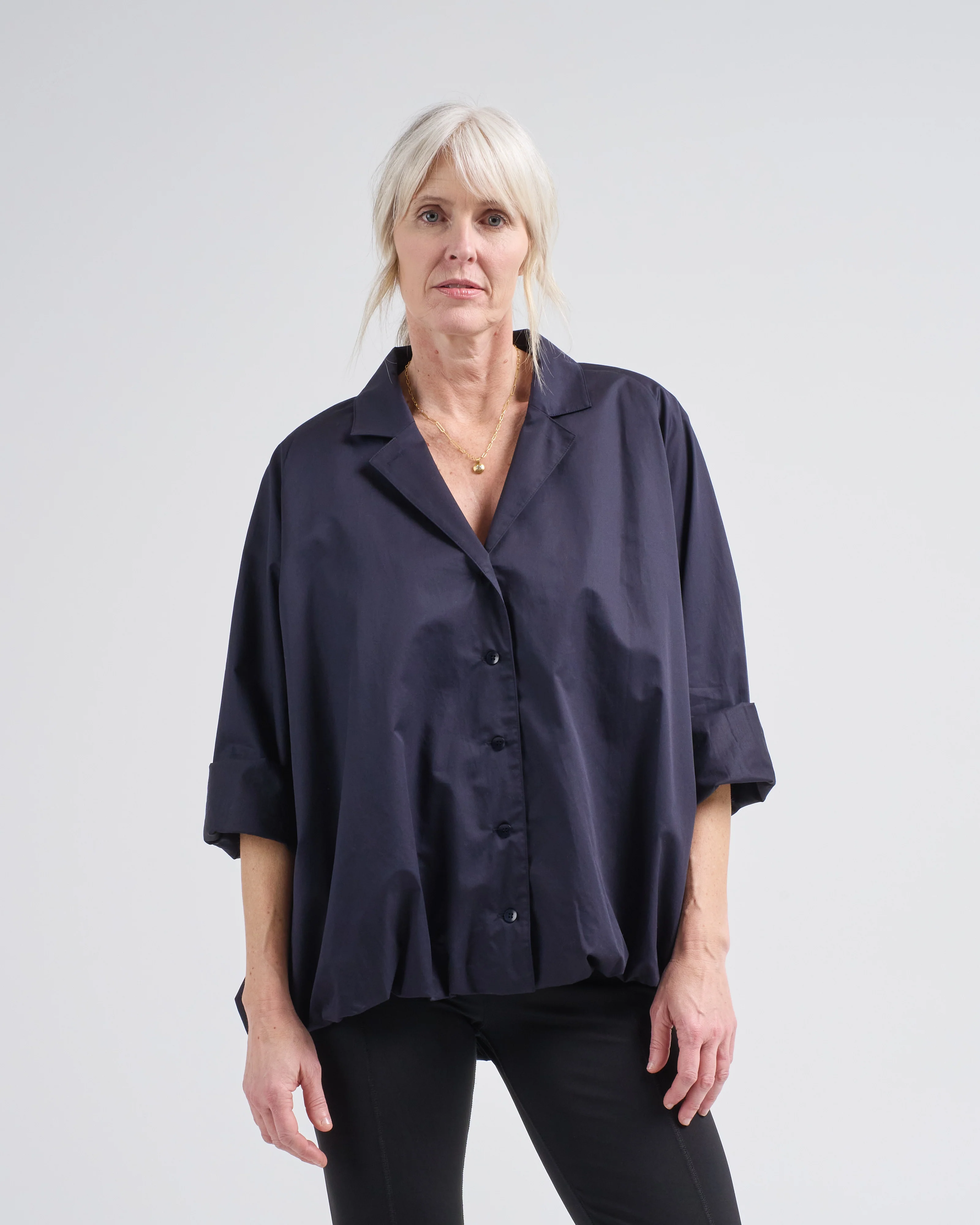 eco poplin bubble hem shirt jacket - Image 3