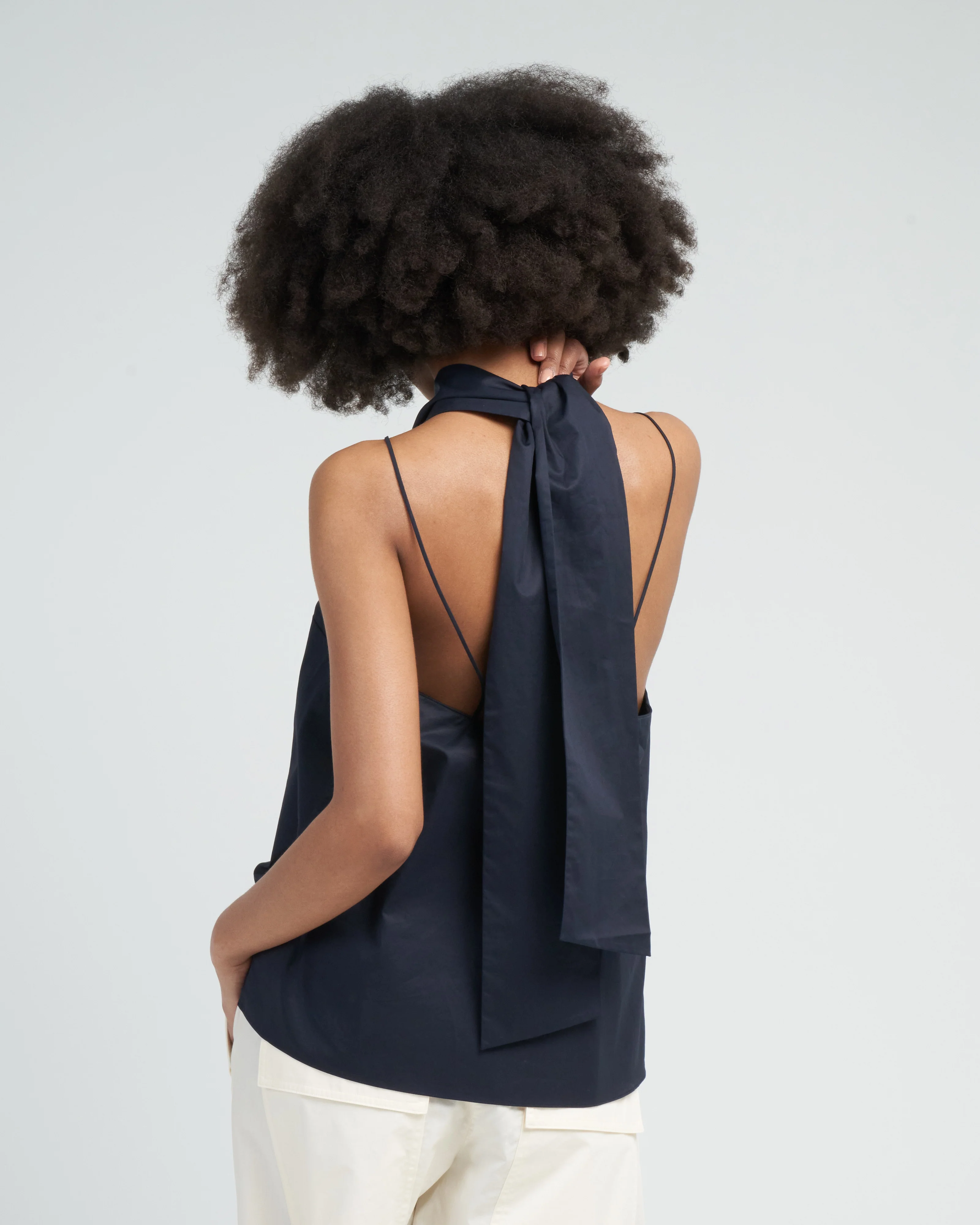 eco poplin halter top - dark navy - Image 4