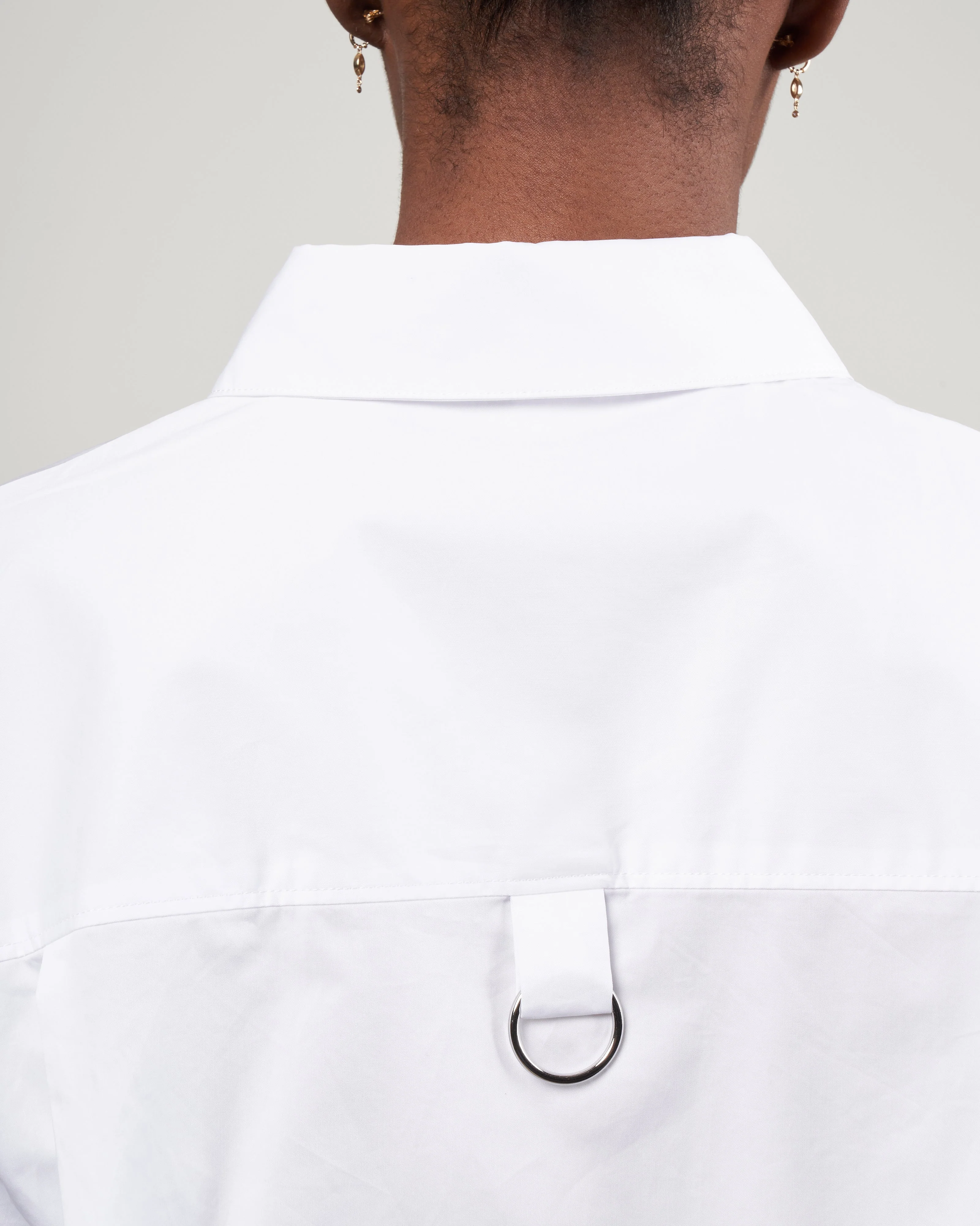 eco poplin rolled sleeve shirt - white - Image 5