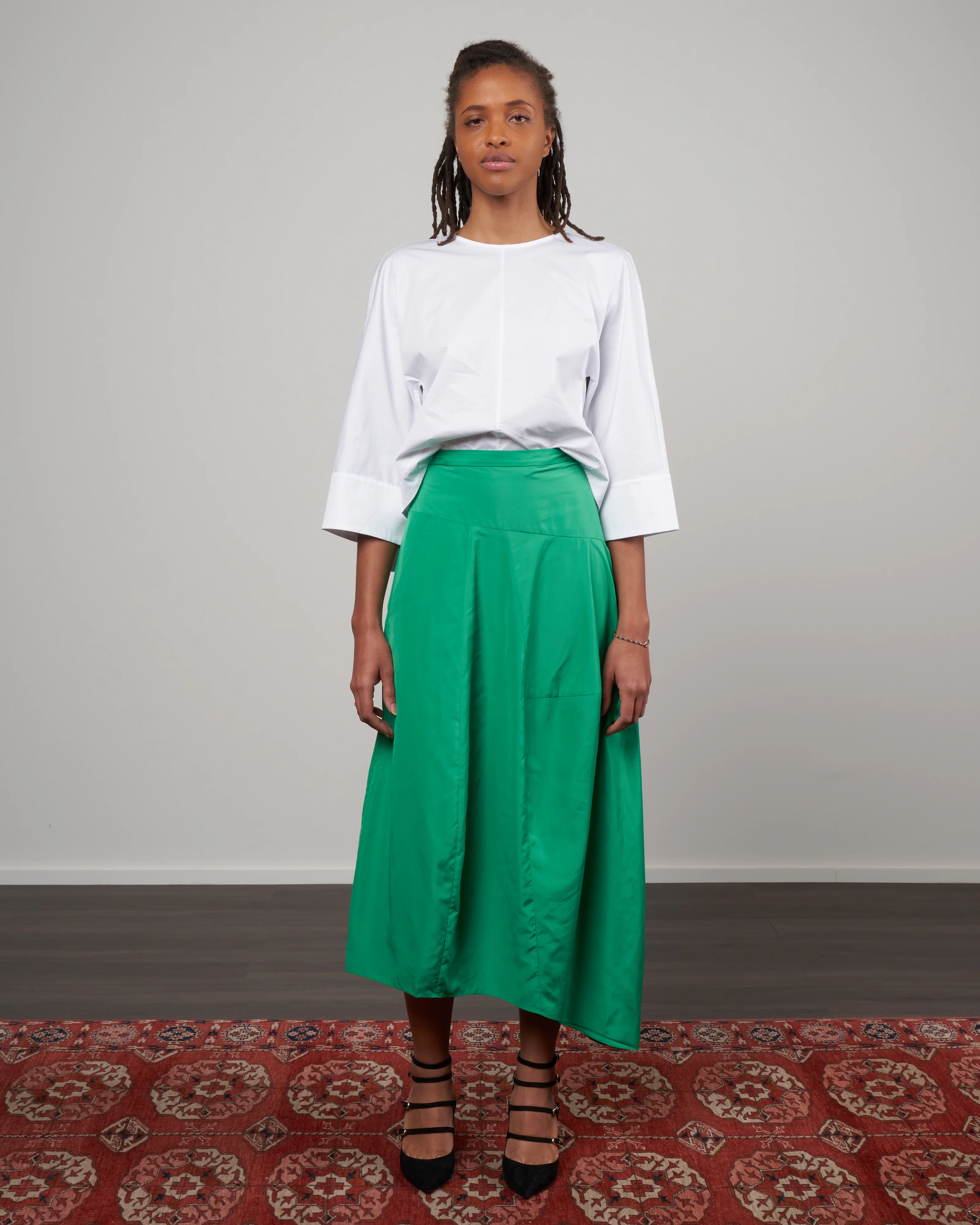 eco poplin sculpted top - white - Image 2