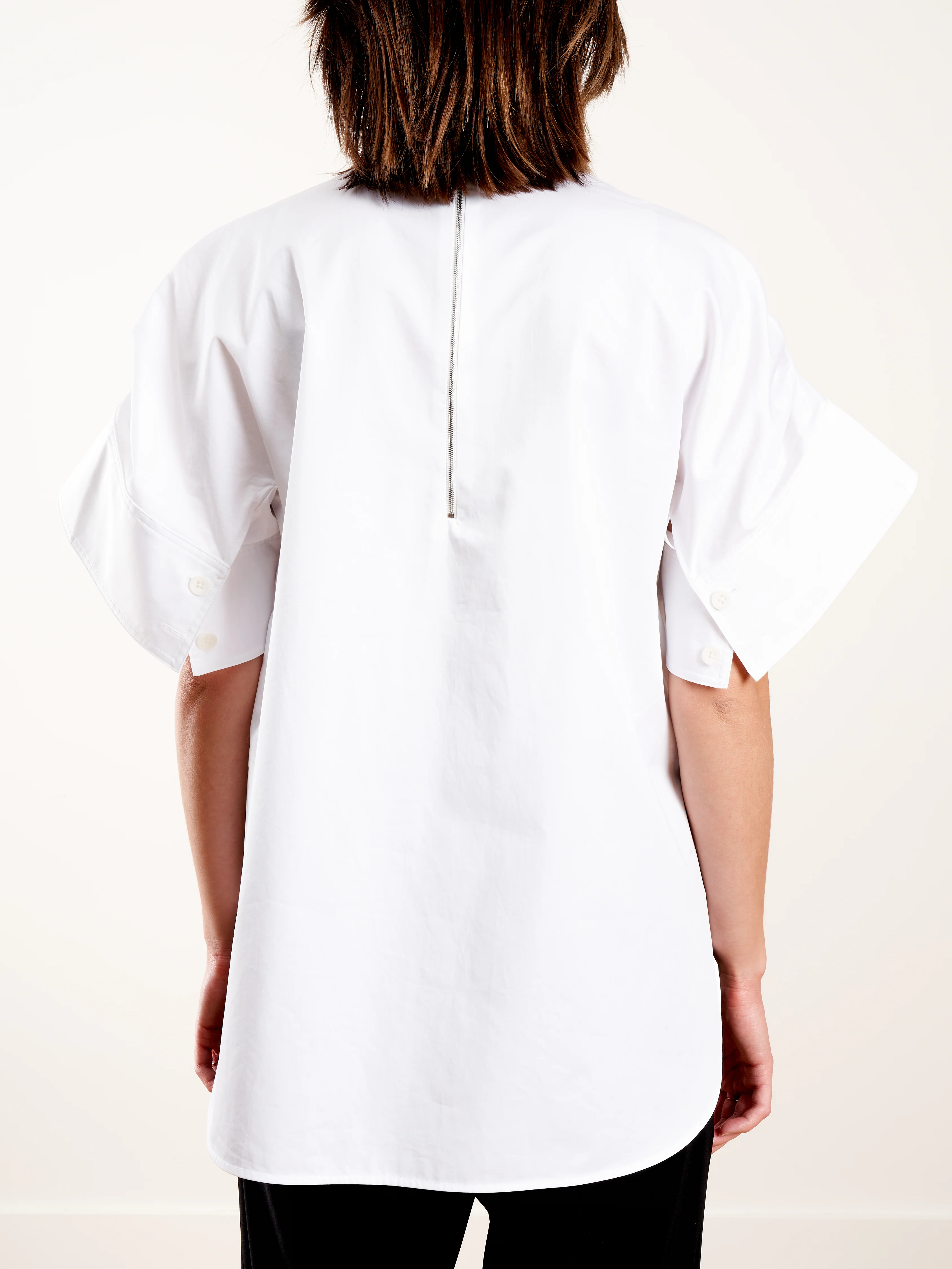 eco poplin shirred sleeve top - white - Image 5