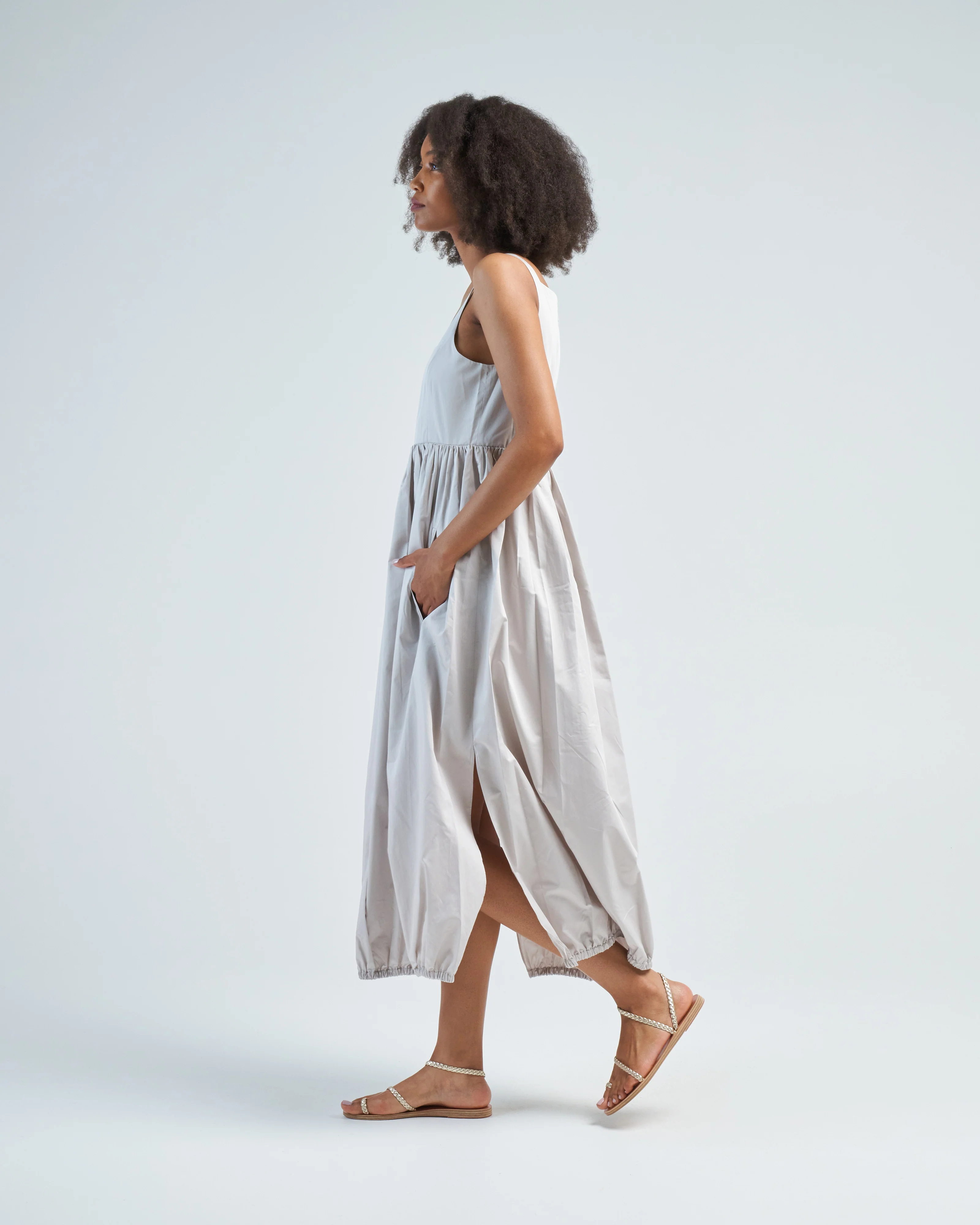 eco poplin square neck sculpted dress - Image 3