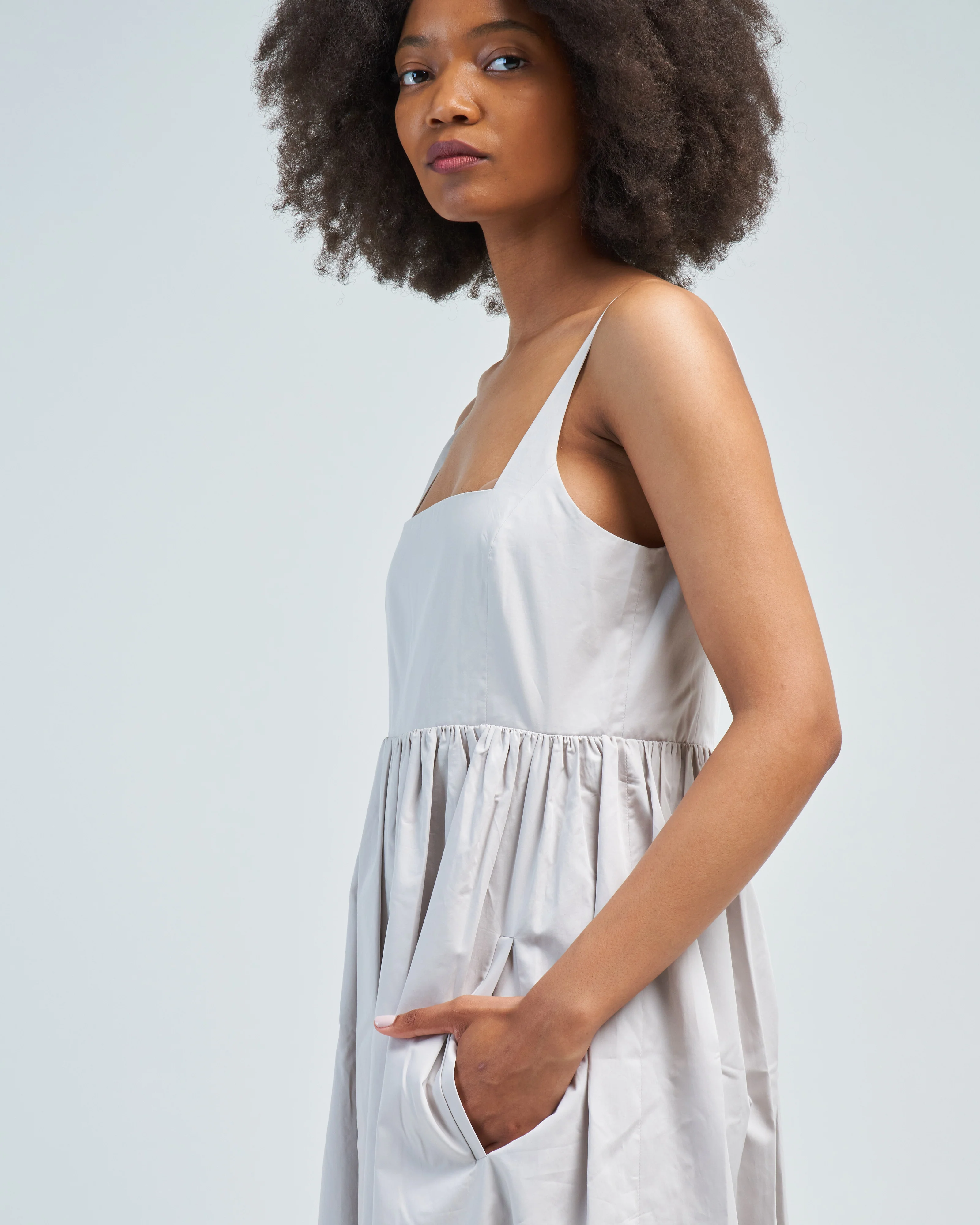 eco poplin square neck sculpted dress - Image 5
