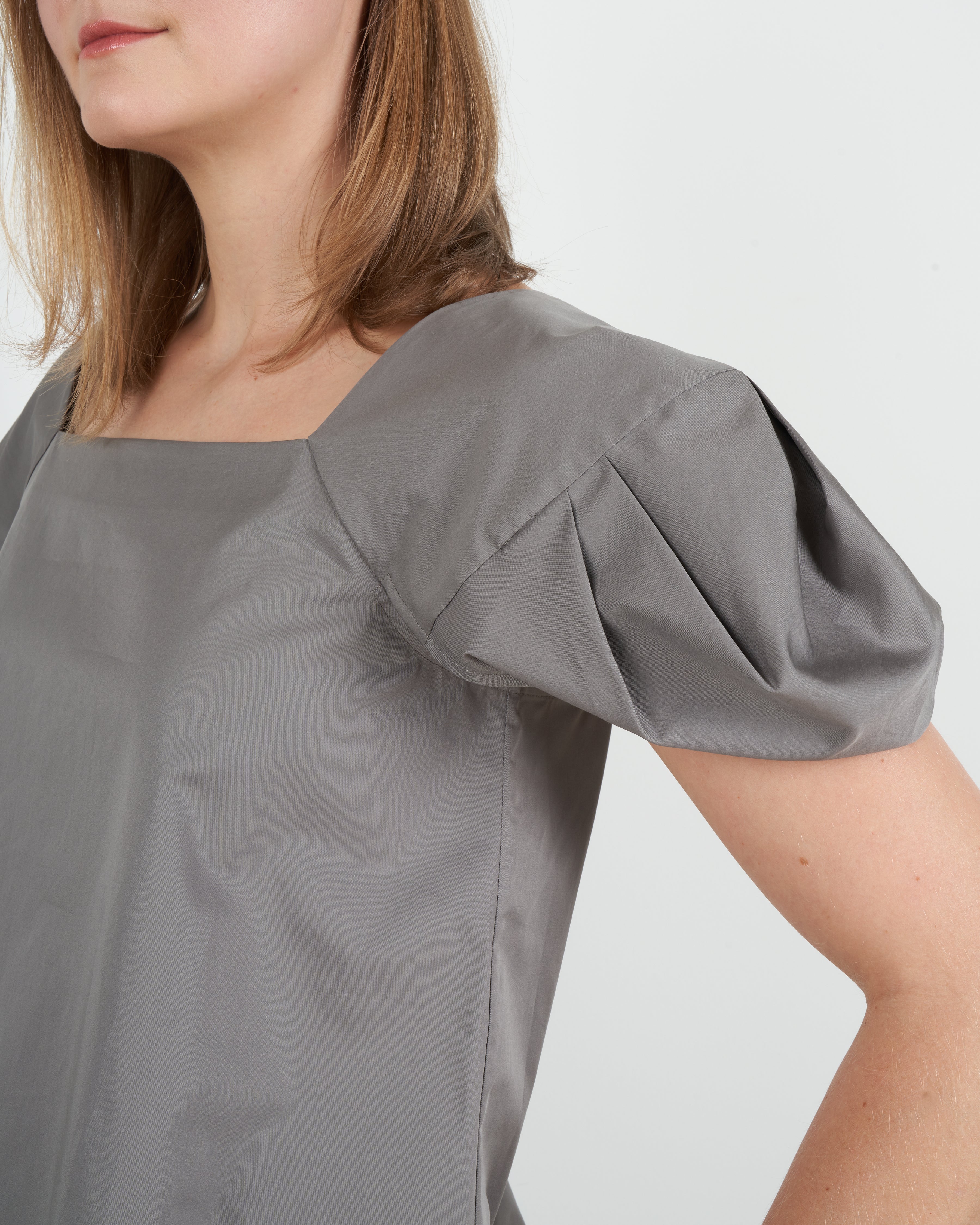 eco poplin square neck top - mink grey - Image 4