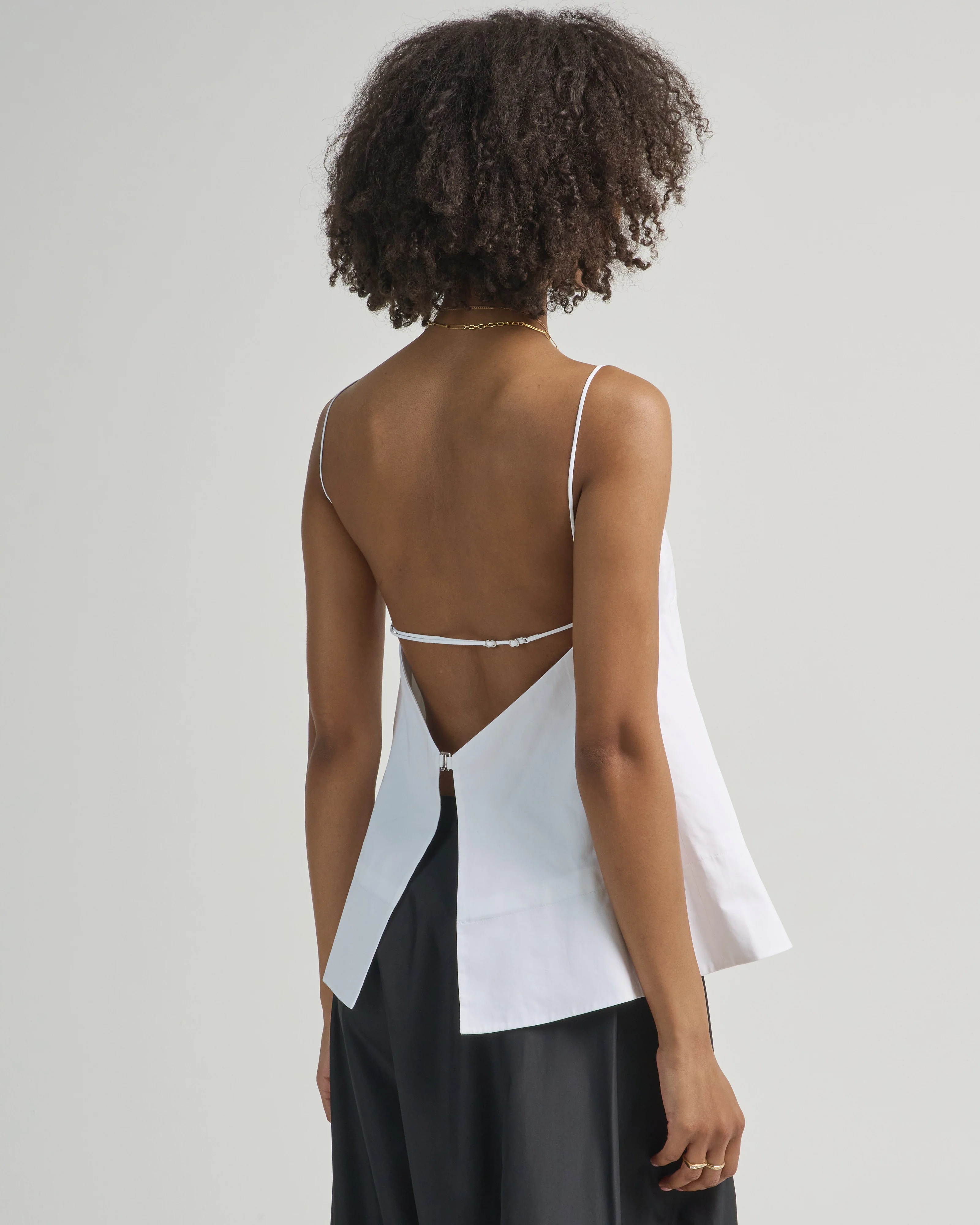 eco poplin strappy open back top - Image 2