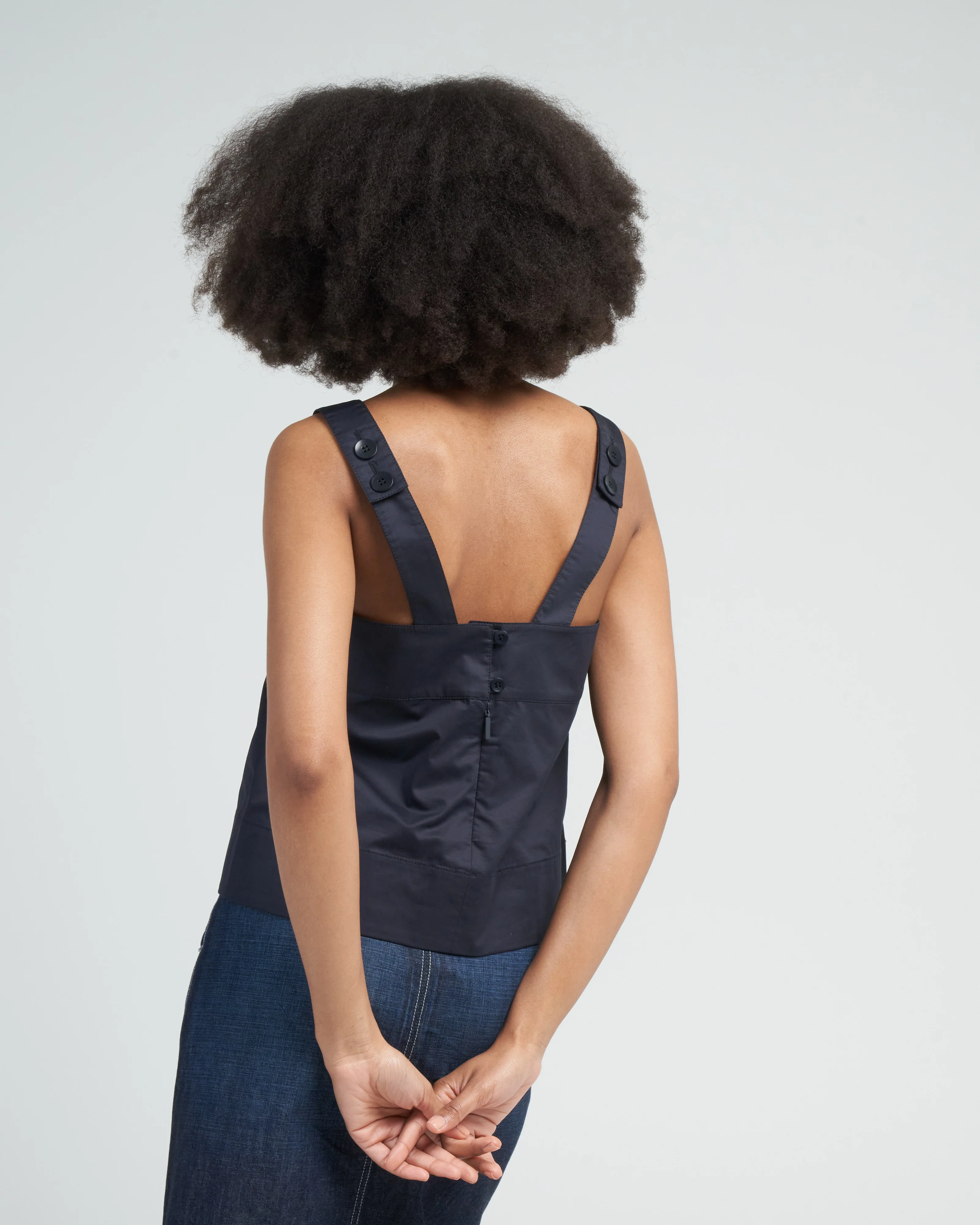 eco poplin strappy top - dark navy - Image 4