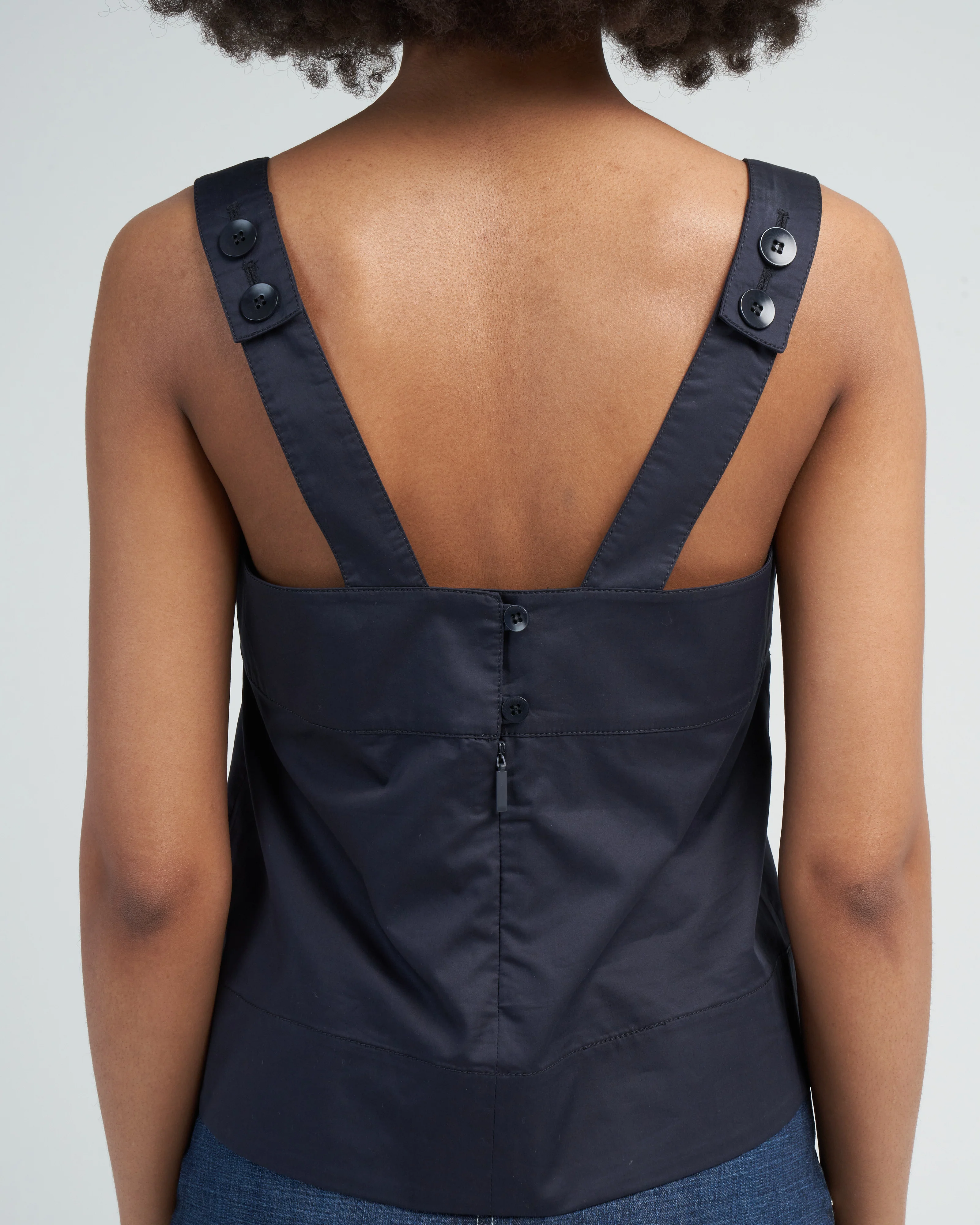 eco poplin strappy top - dark navy - Image 5