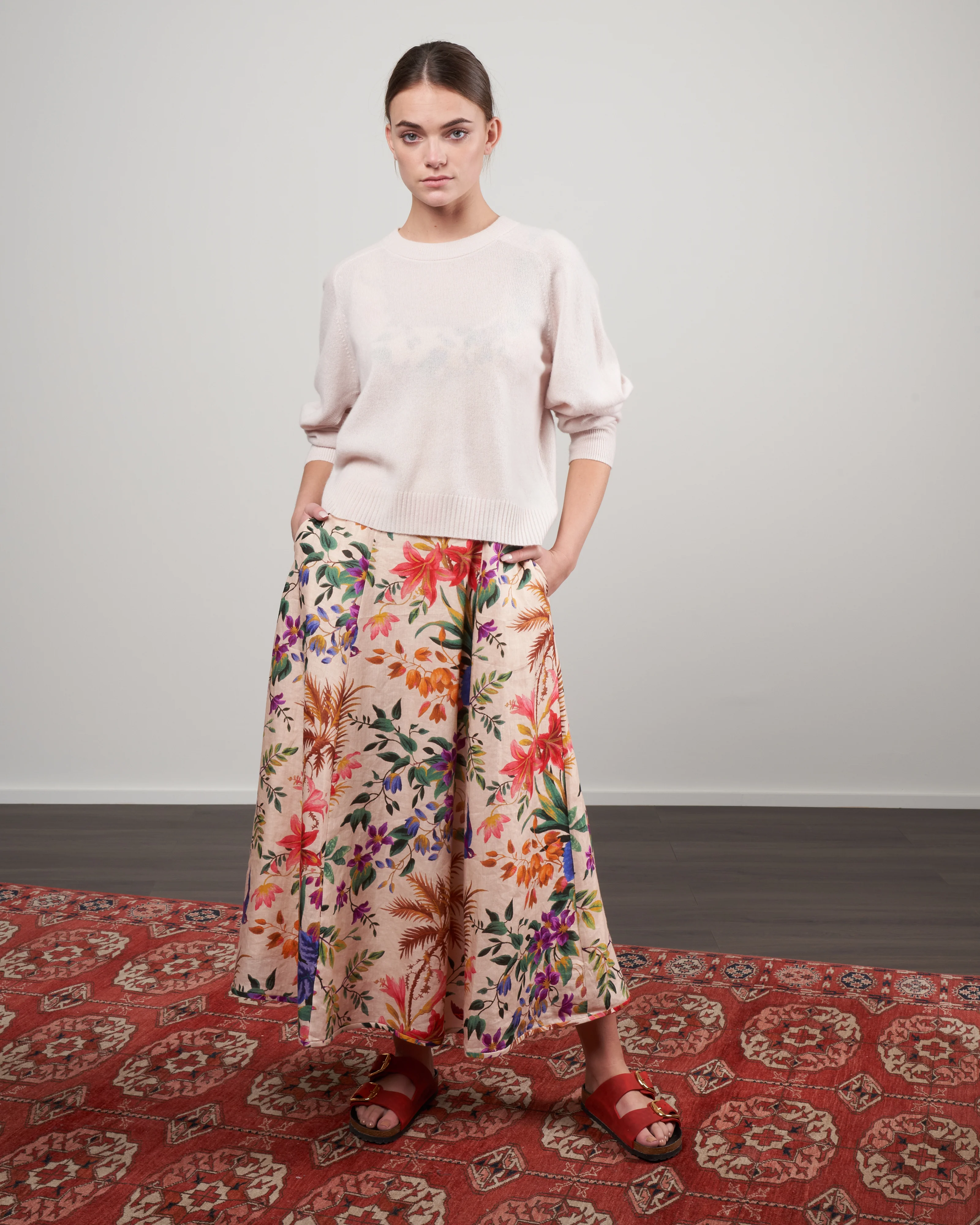 featherweight cashmere sweater open sleeve cocoon - butter cream - Image 2