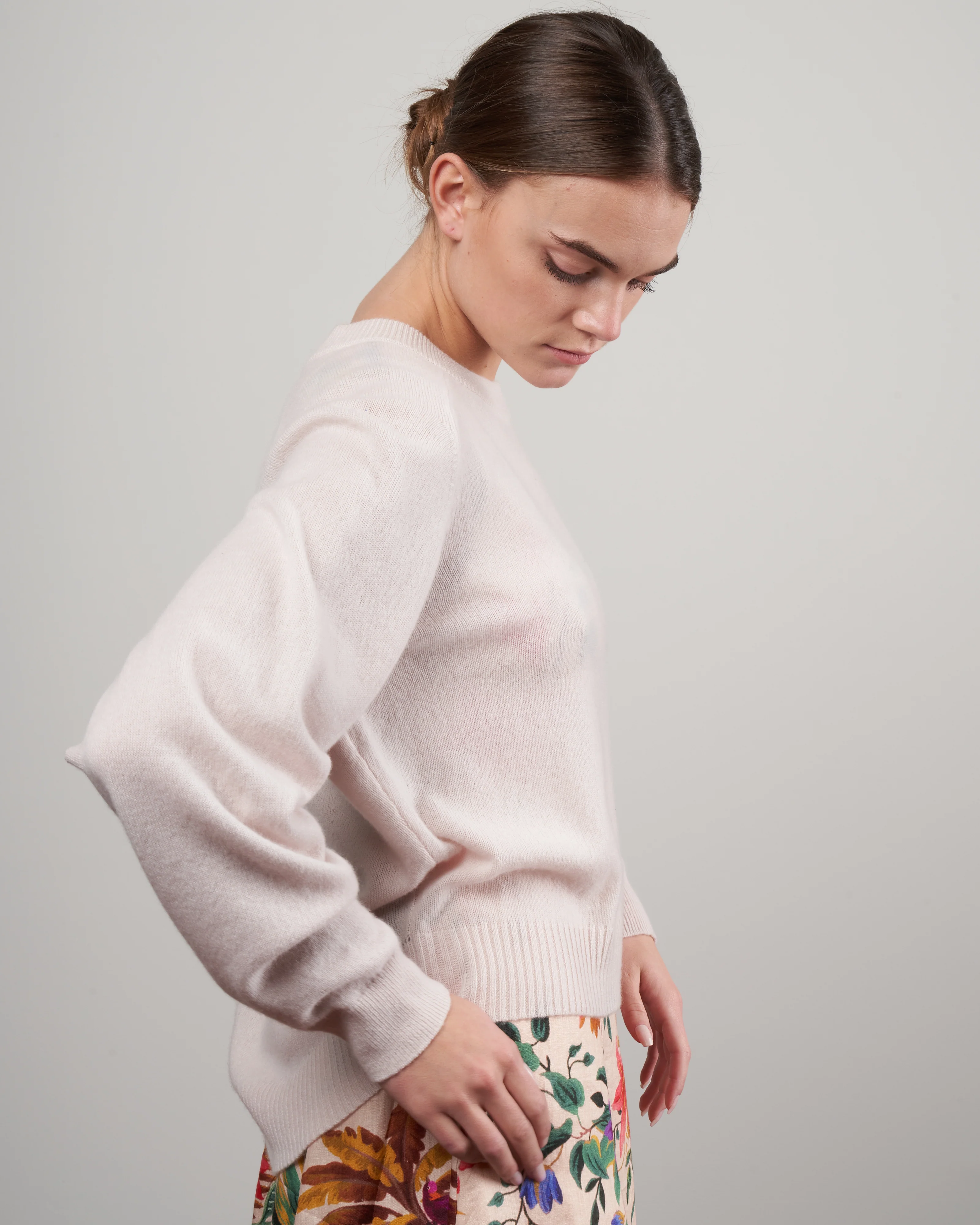 featherweight cashmere sweater open sleeve cocoon - butter cream - Image 3