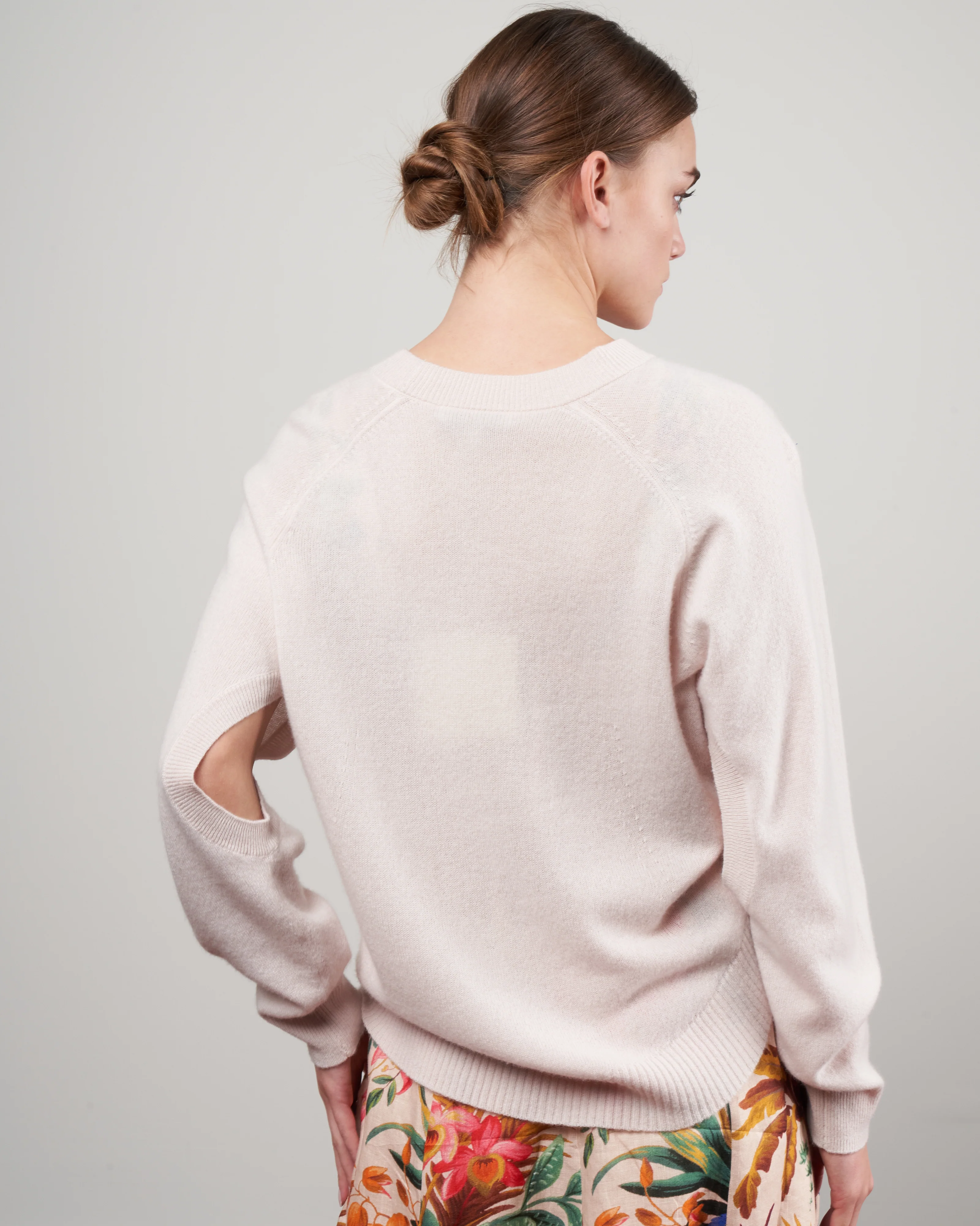 featherweight cashmere sweater open sleeve cocoon - butter cream - Image 4