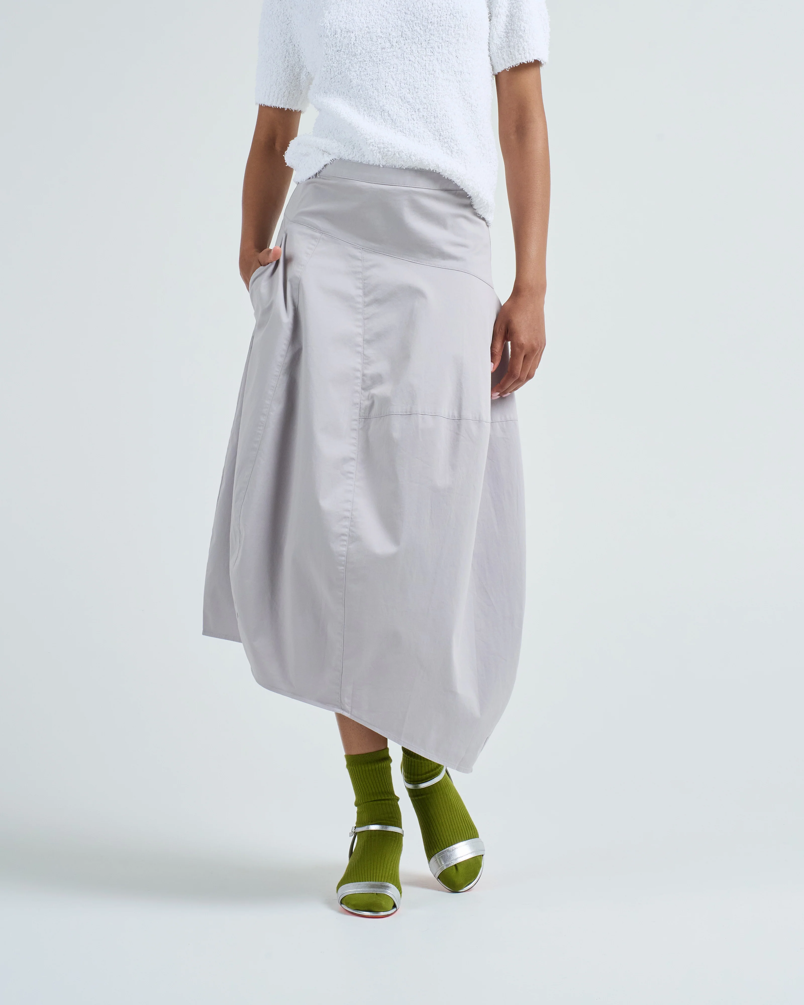 garment dyed silky cotton asymmetrical balloon skirt