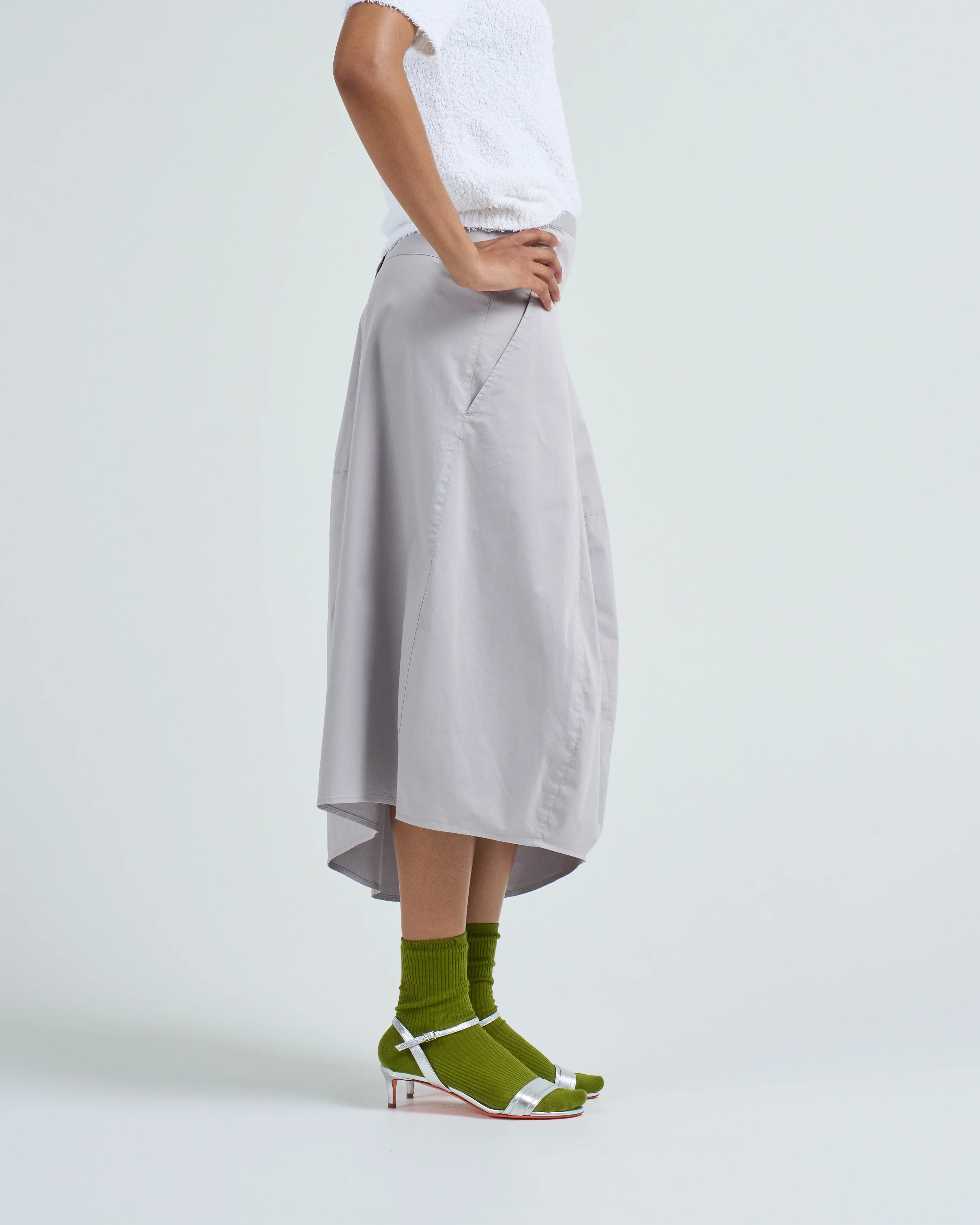 garment dyed silky cotton asymmetrical balloon skirt - Image 3