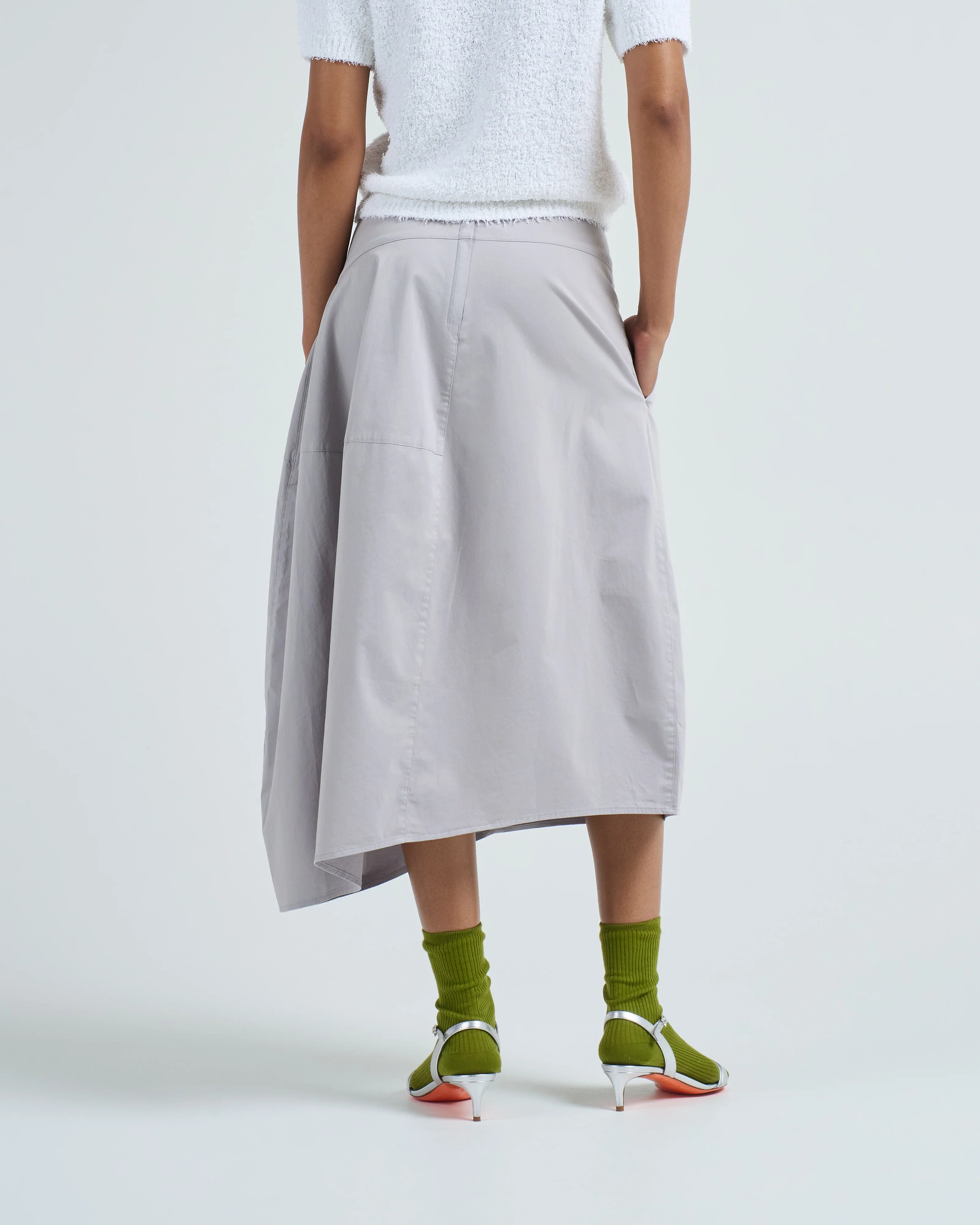 garment dyed silky cotton asymmetrical balloon skirt - Image 4