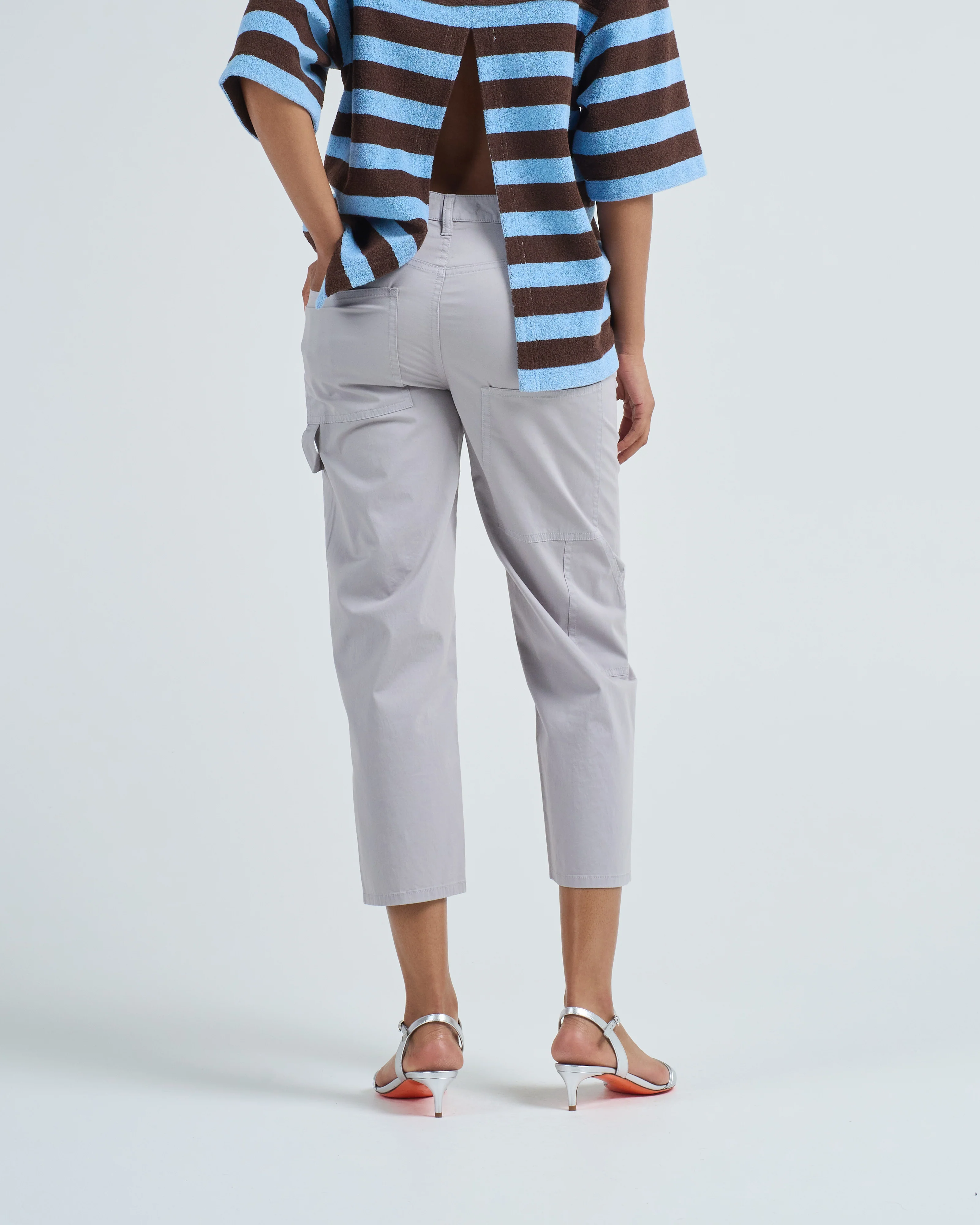 garment dyed silky cotton cropped slouchy cargo - Image 2