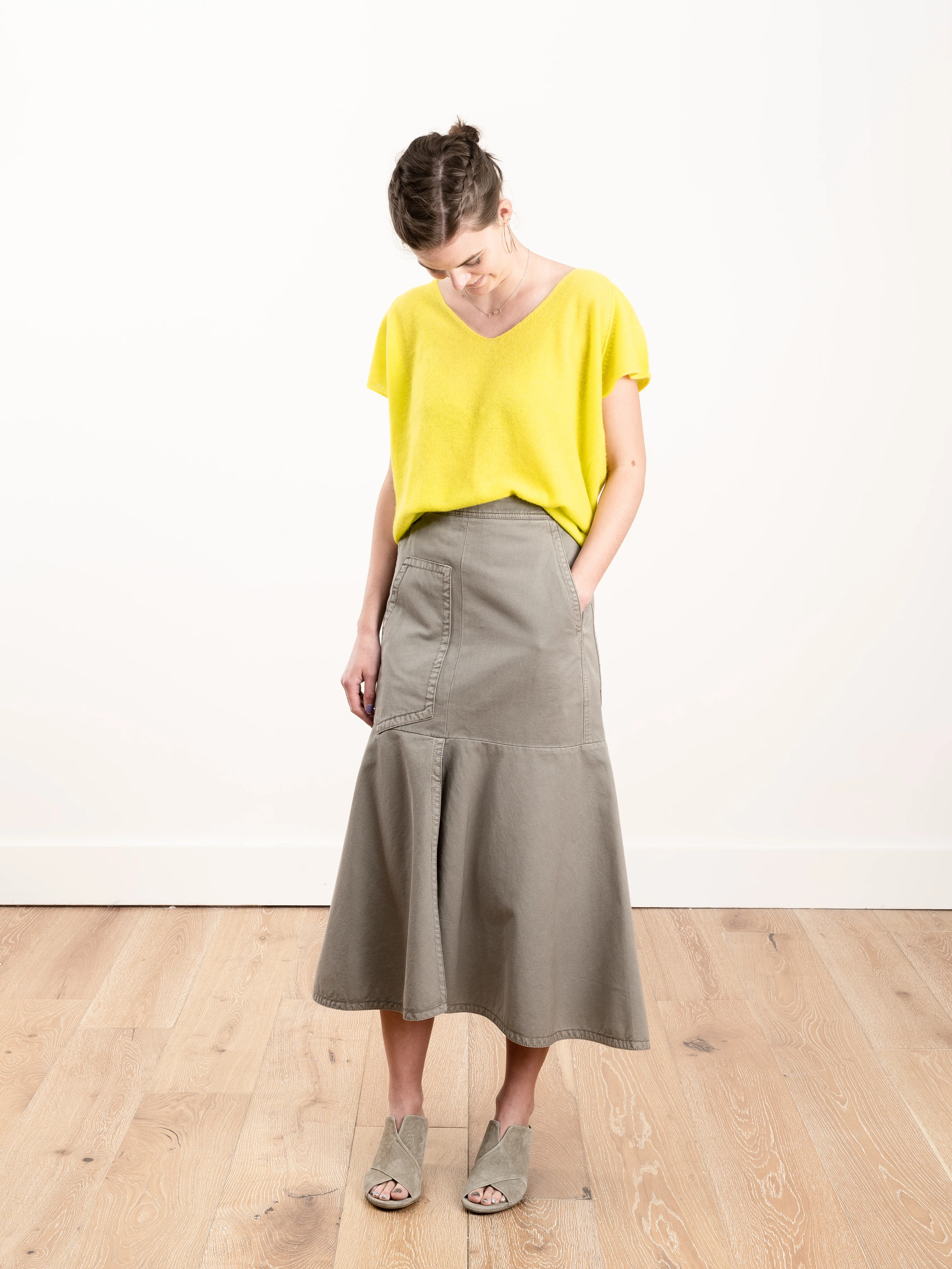 twill long skirt - dark stone - Image 2
