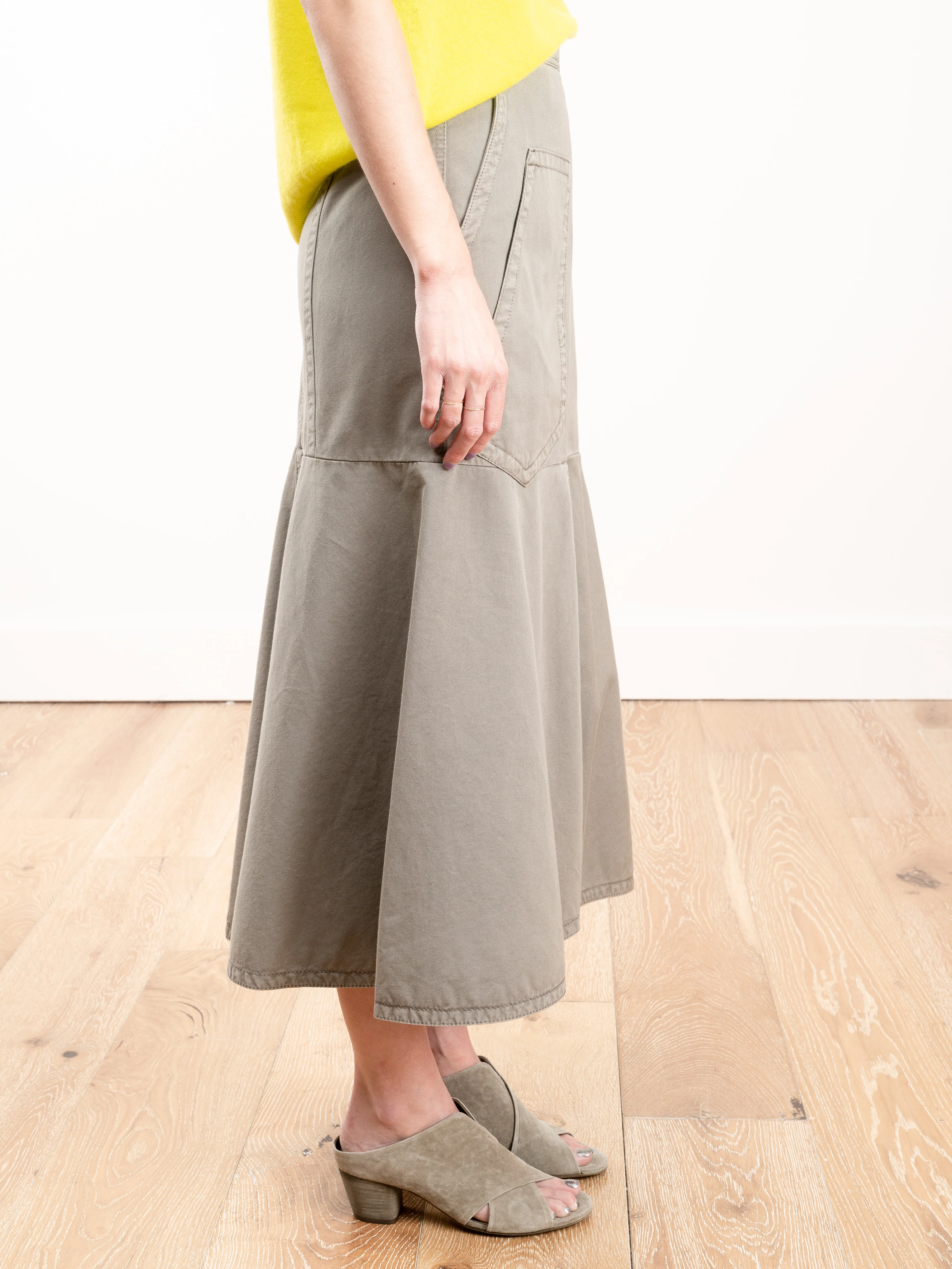 twill long skirt - dark stone - Image 5