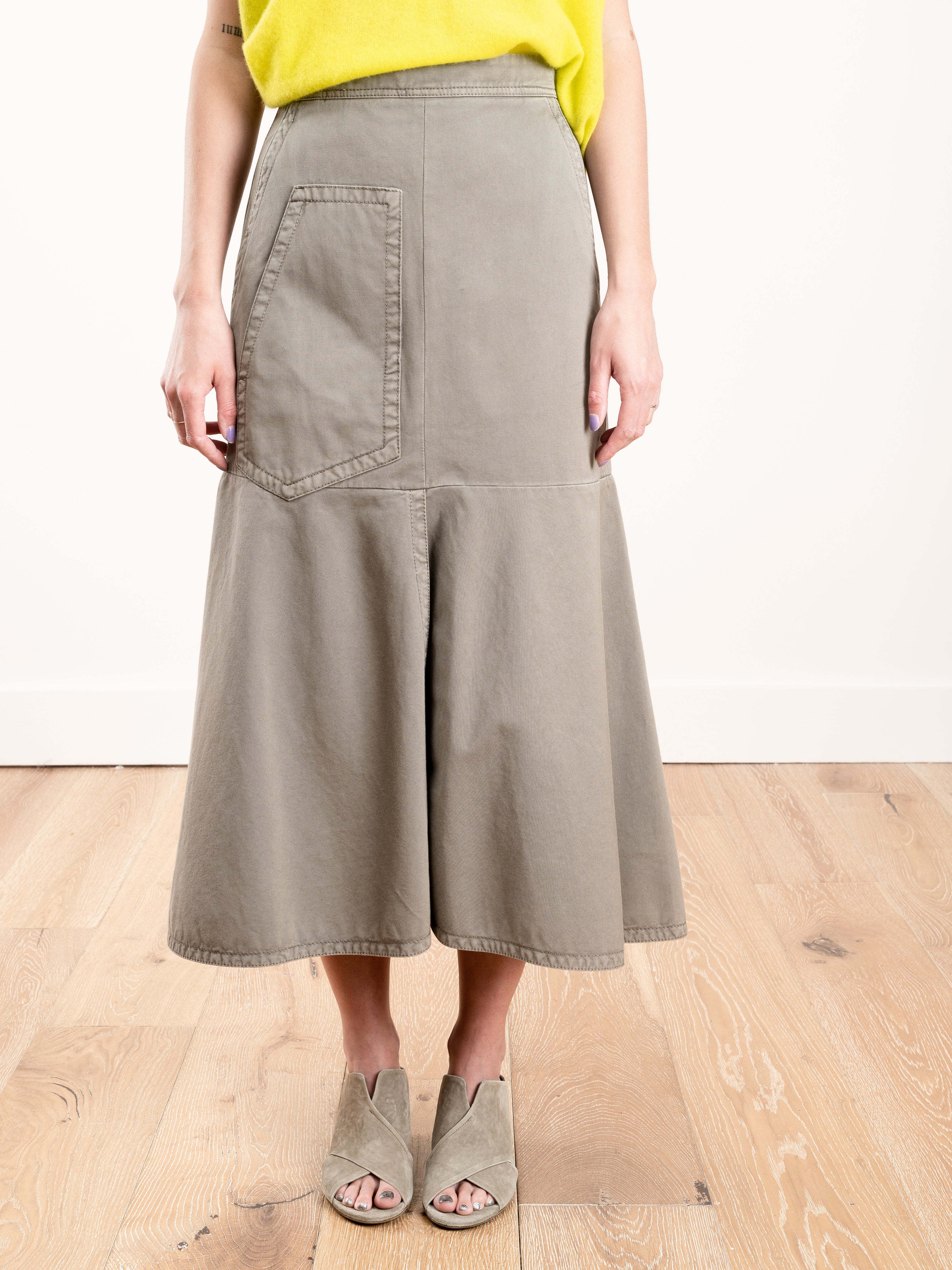 twill long skirt - dark stone - Image 6