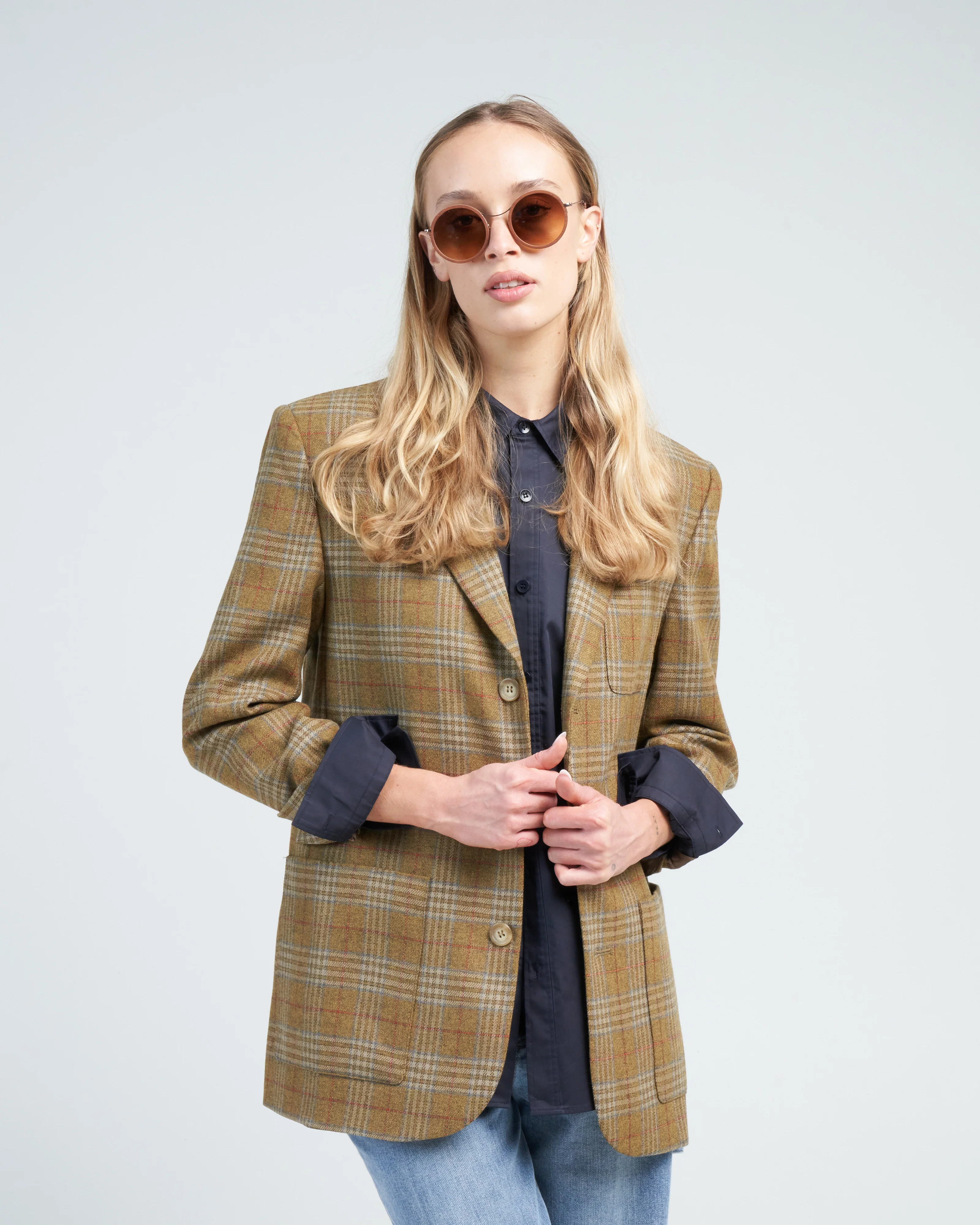 hopper plaid dennis blazer - tan multi - Image 2