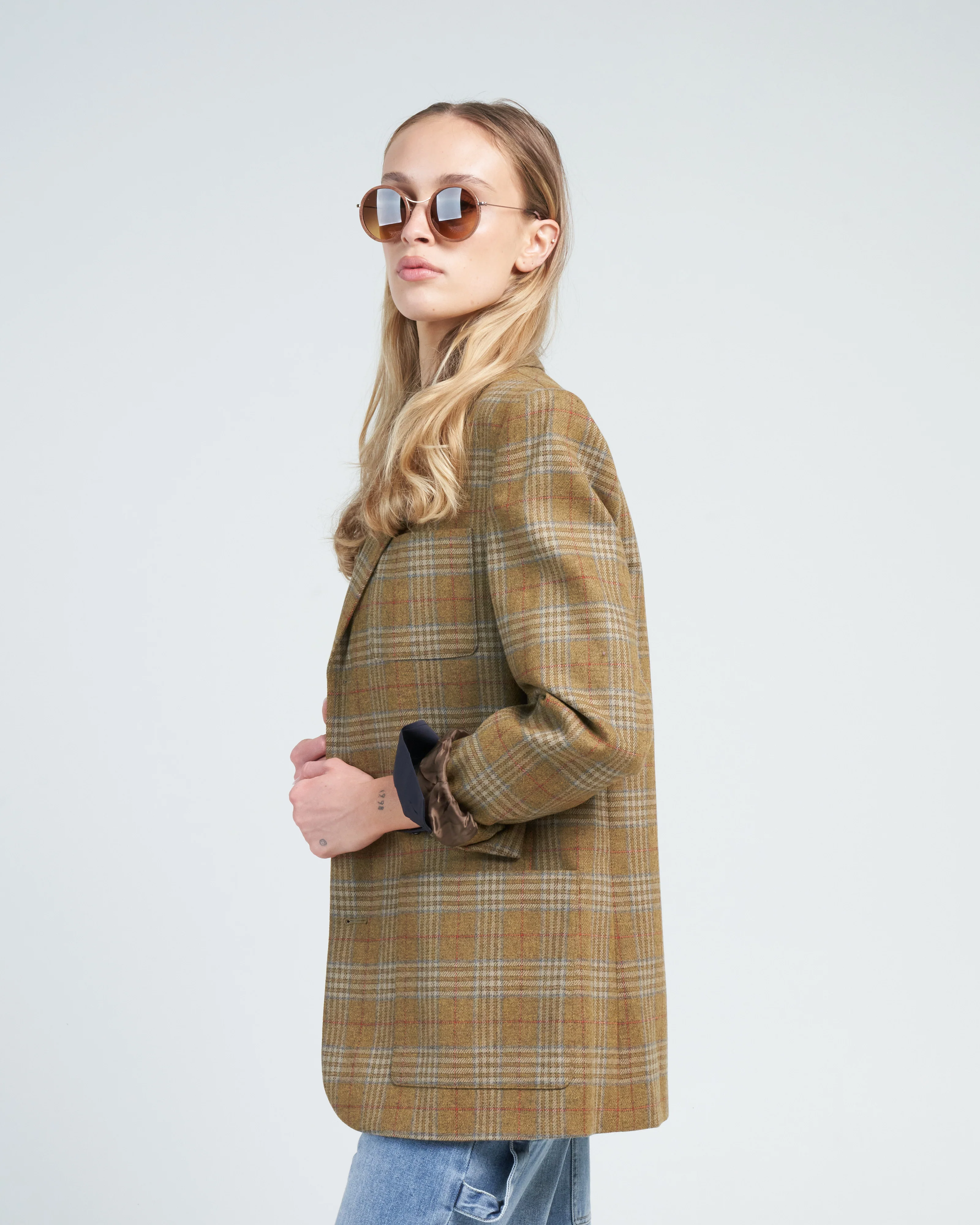 hopper plaid dennis blazer - tan multi - Image 3