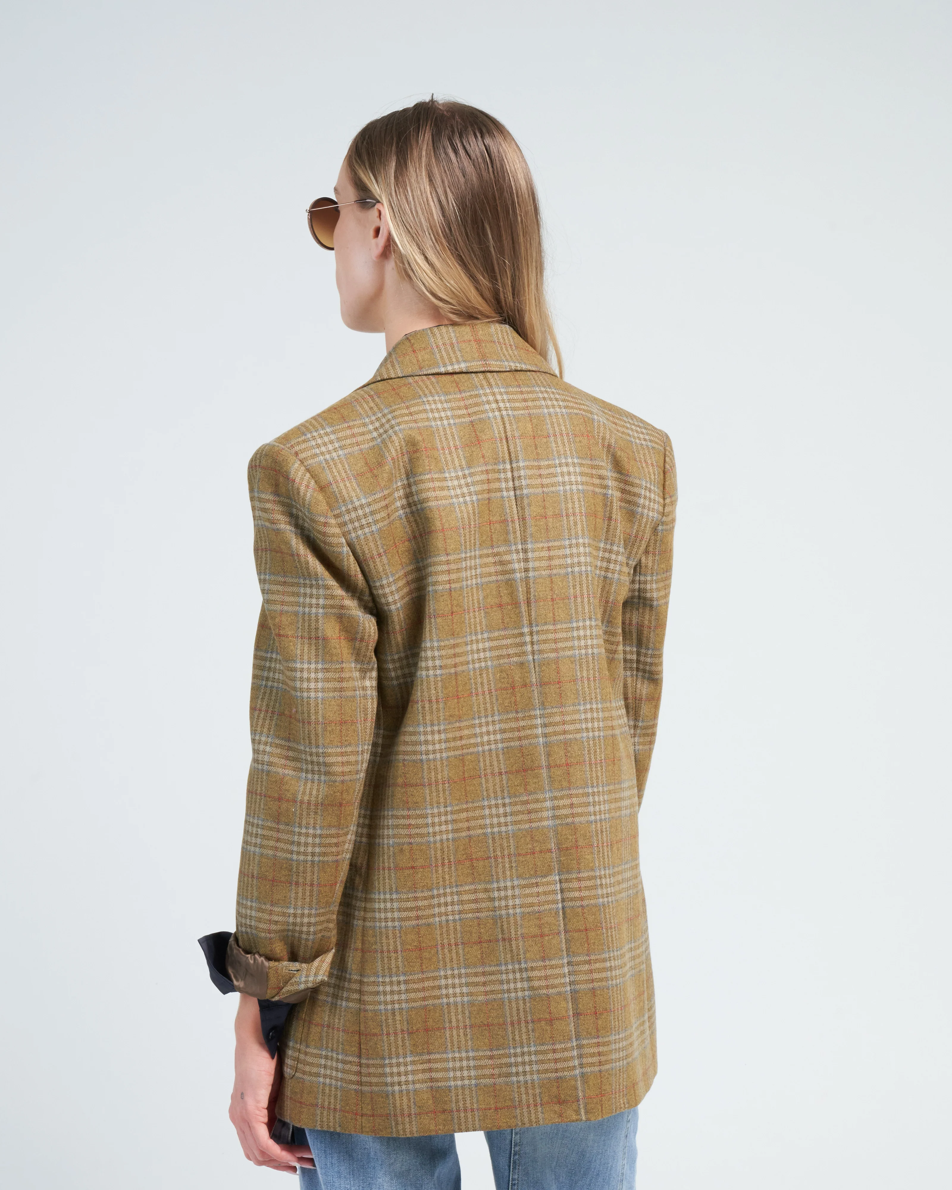 hopper plaid dennis blazer - tan multi - Image 4