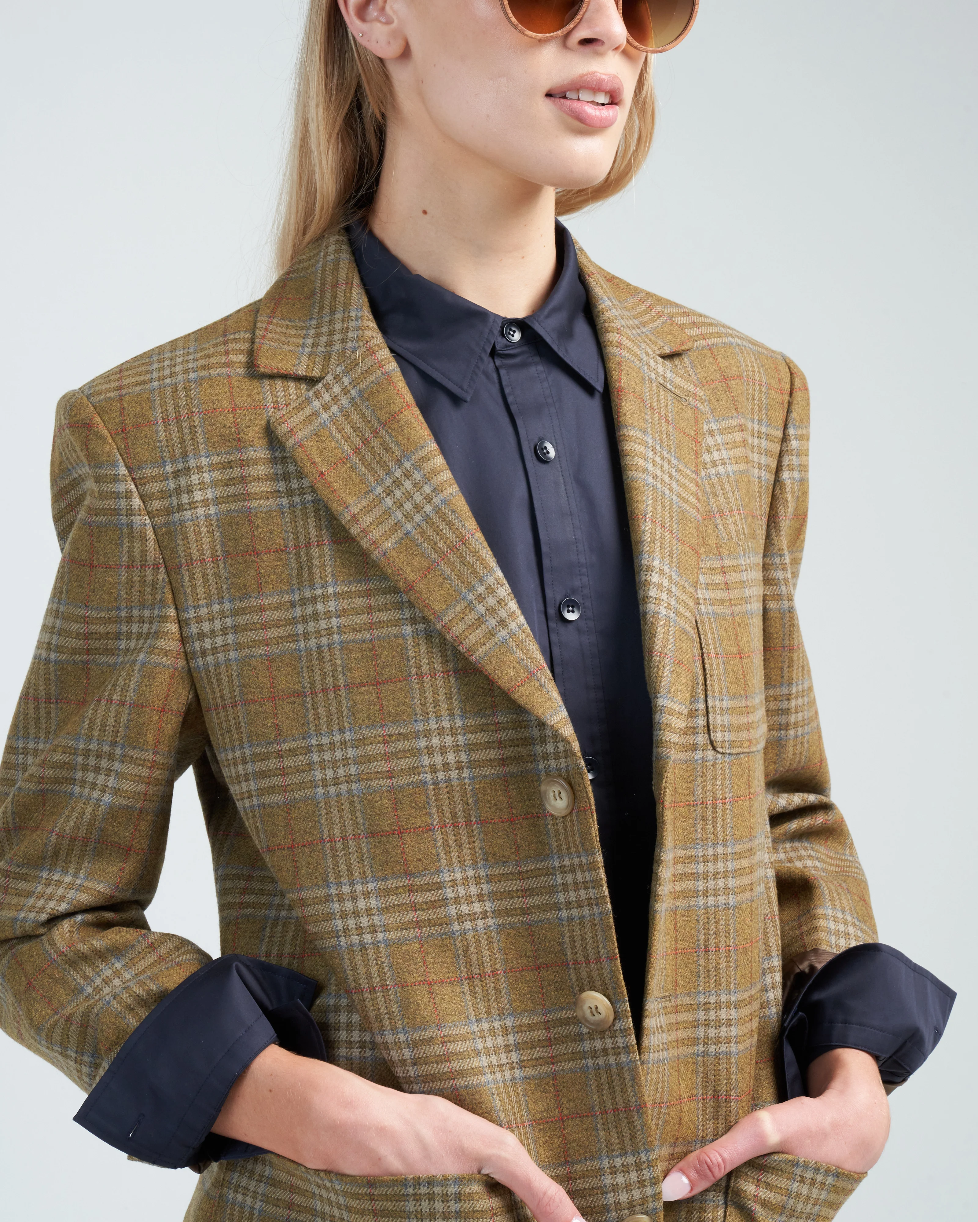 hopper plaid dennis blazer - tan multi - Image 5