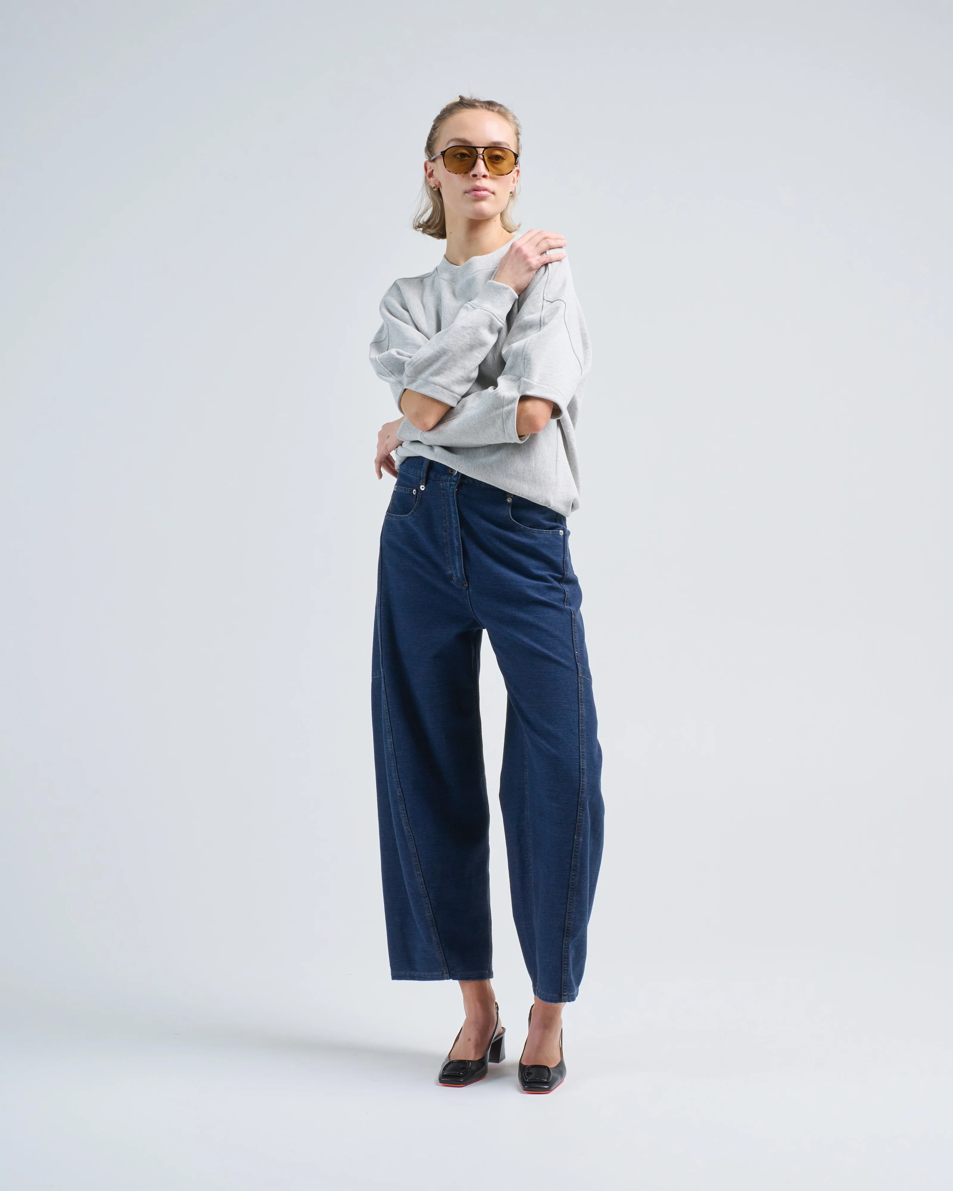 indigo barre denim knit sid jean - Image 2
