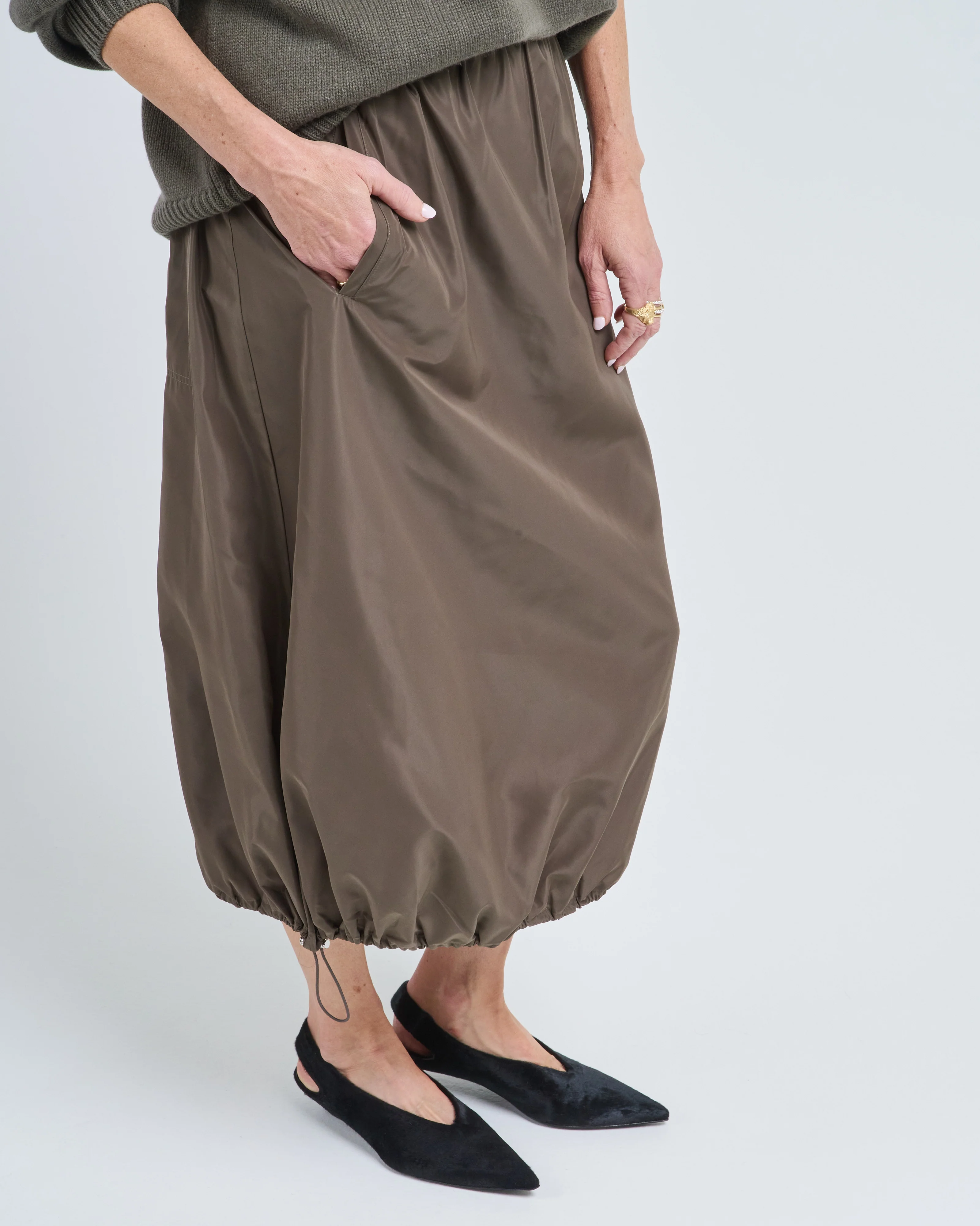 italian sporty nylon midi anorak skirt