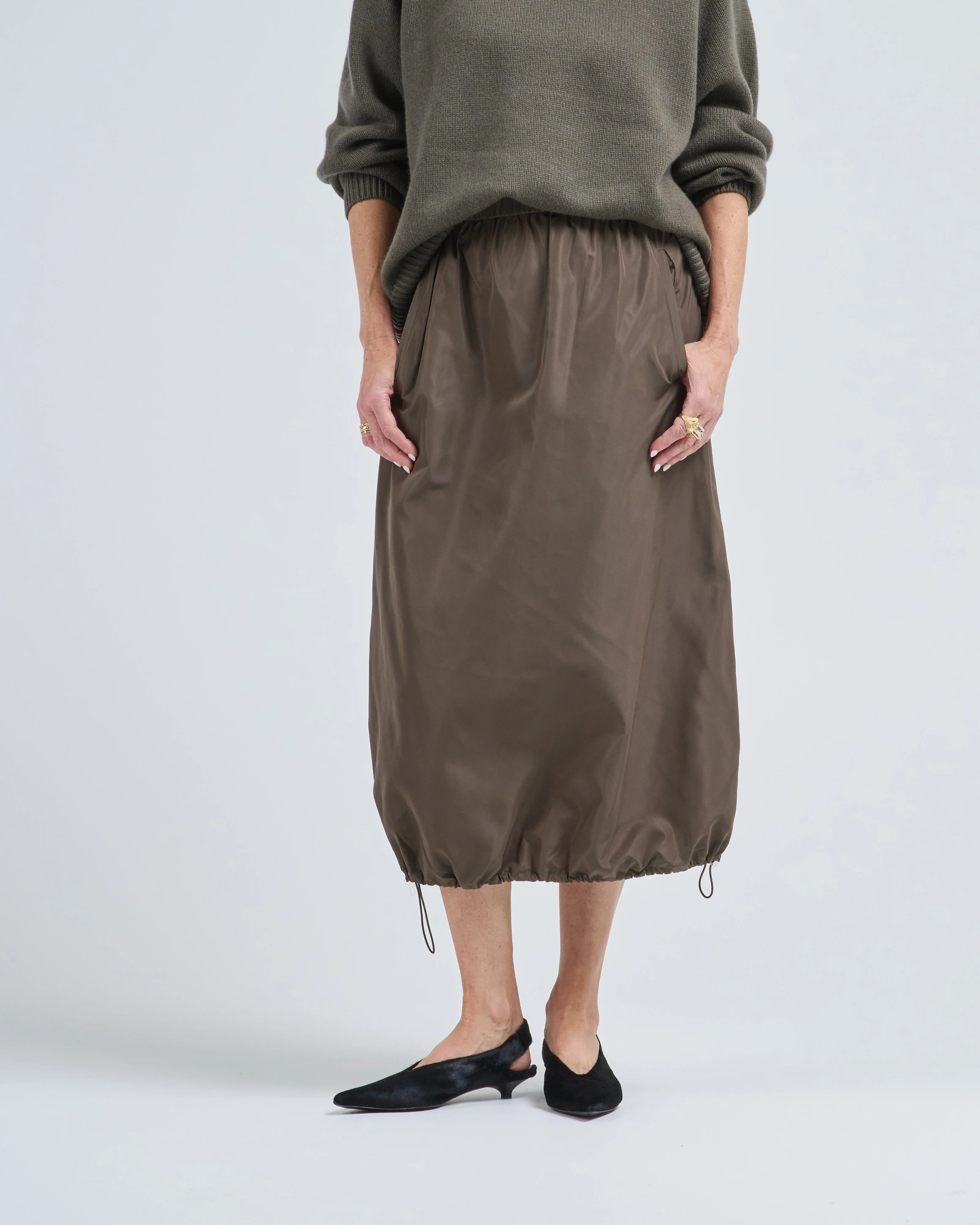 italian sporty nylon midi anorak skirt - Image 2