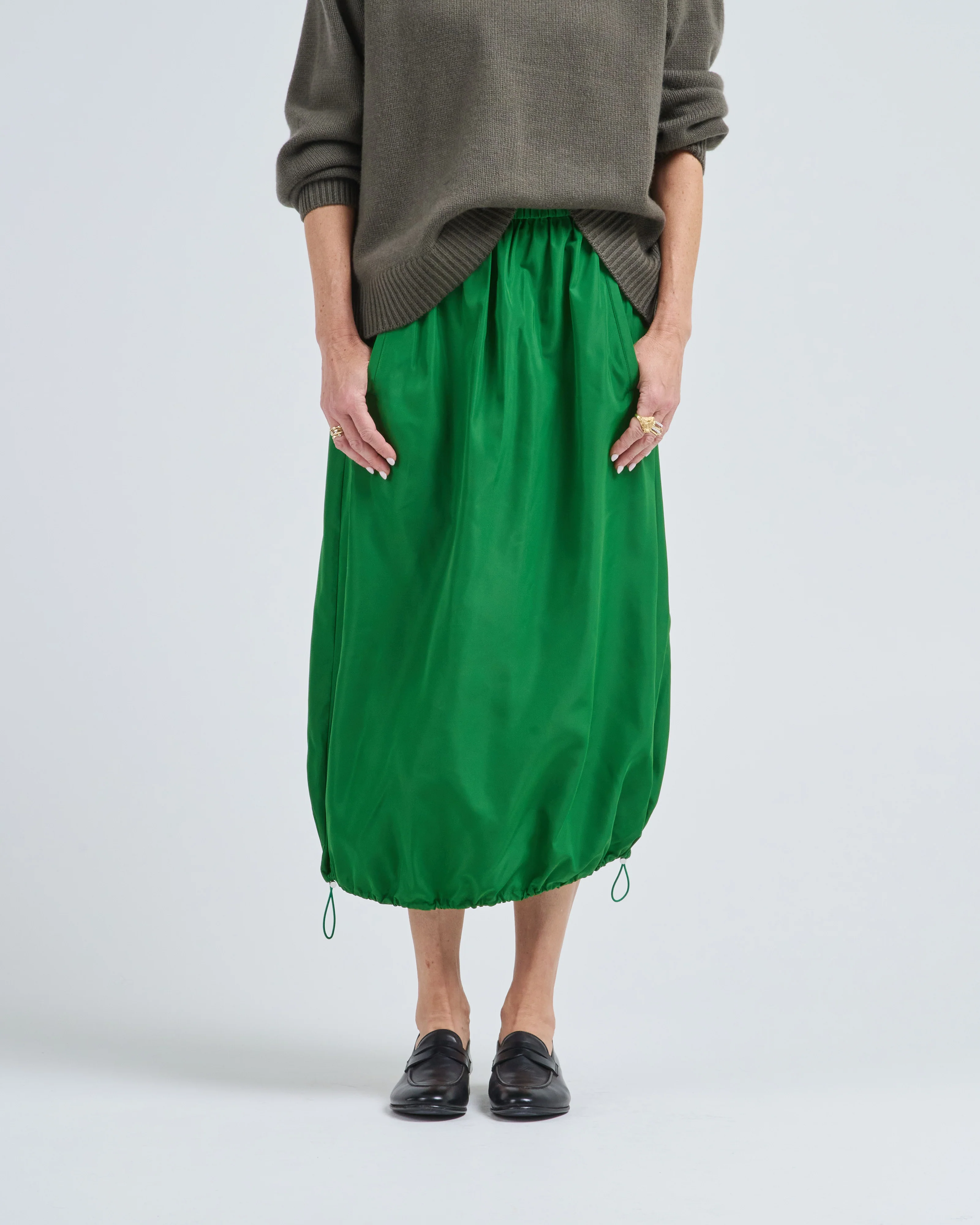 italian sporty nylon midi anorak skirt - Image 2